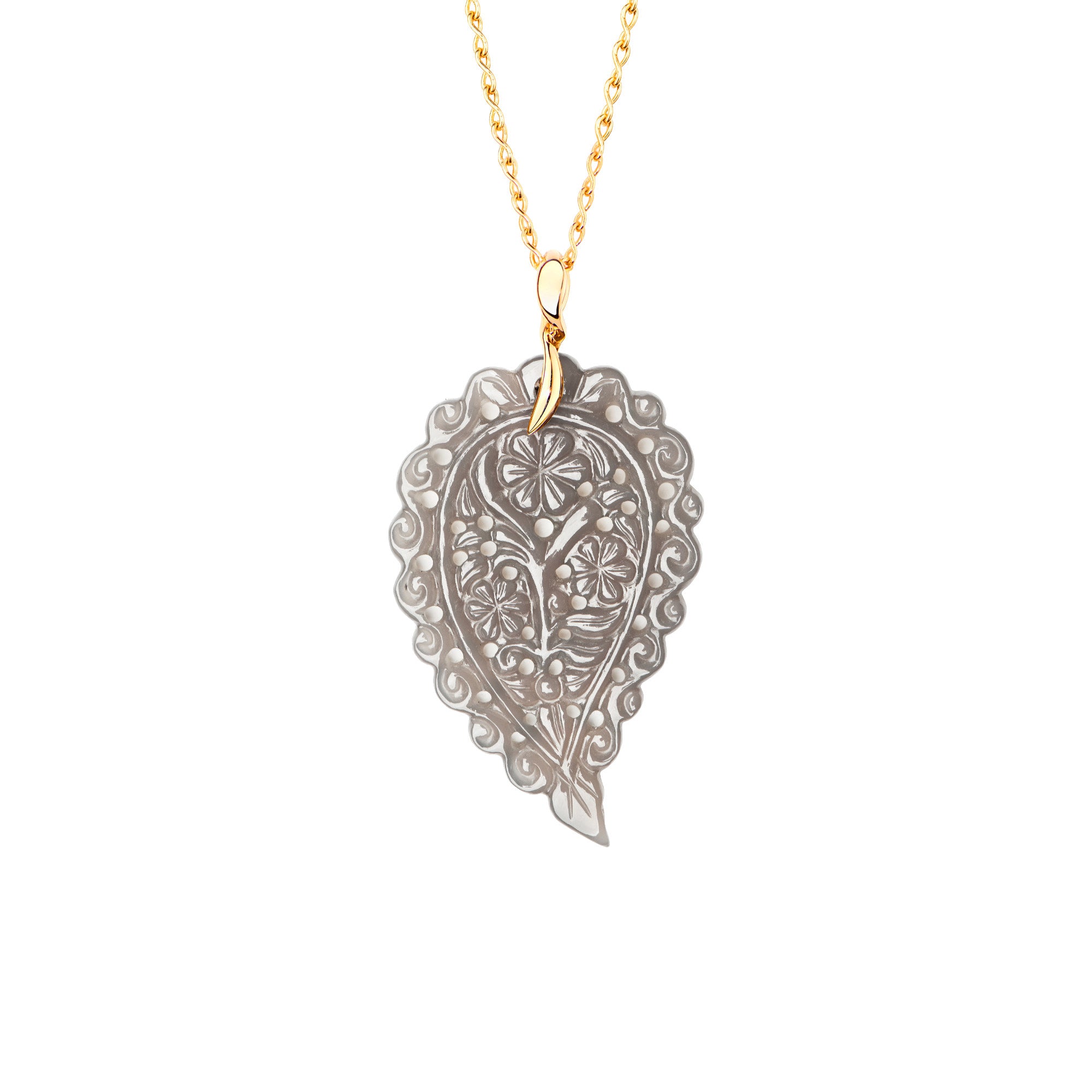 Tamara Comolli INDIA Anhänger mit Chalcedon Large (P-IND-l-Gre-yg) aus Gelbgold mit Chalcedon