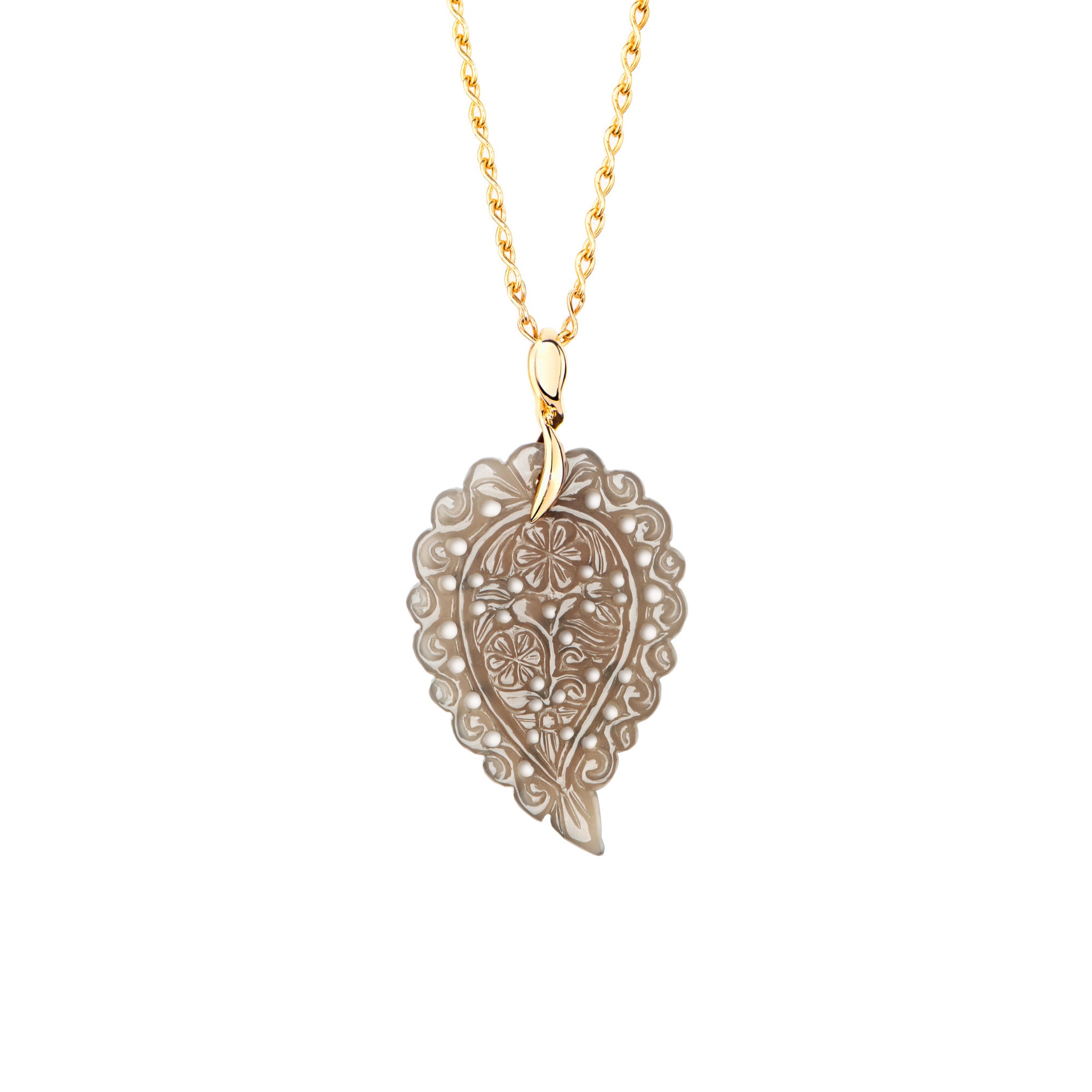 Tamara Comolli INDIA Anhänger mit Chalcedon Medium (P-IND-m-Gre-yg) aus Gelbgold mit Chalcedon