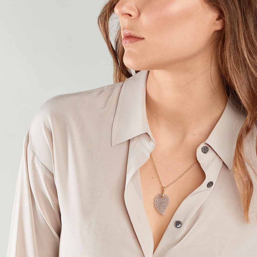 Tamara Comolli INDIA Anhänger mit Chalcedon Small (P-IND-s-Gre-rg) aus Roségold mit Chalcedon
