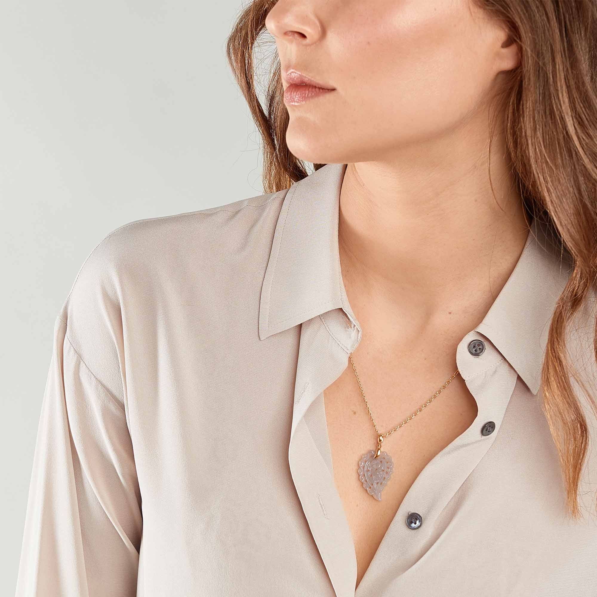 Tamara Comolli INDIA Anhänger mit Chalcedon Small (P-IND-s-Gre-rg) aus Roségold mit Chalcedon
