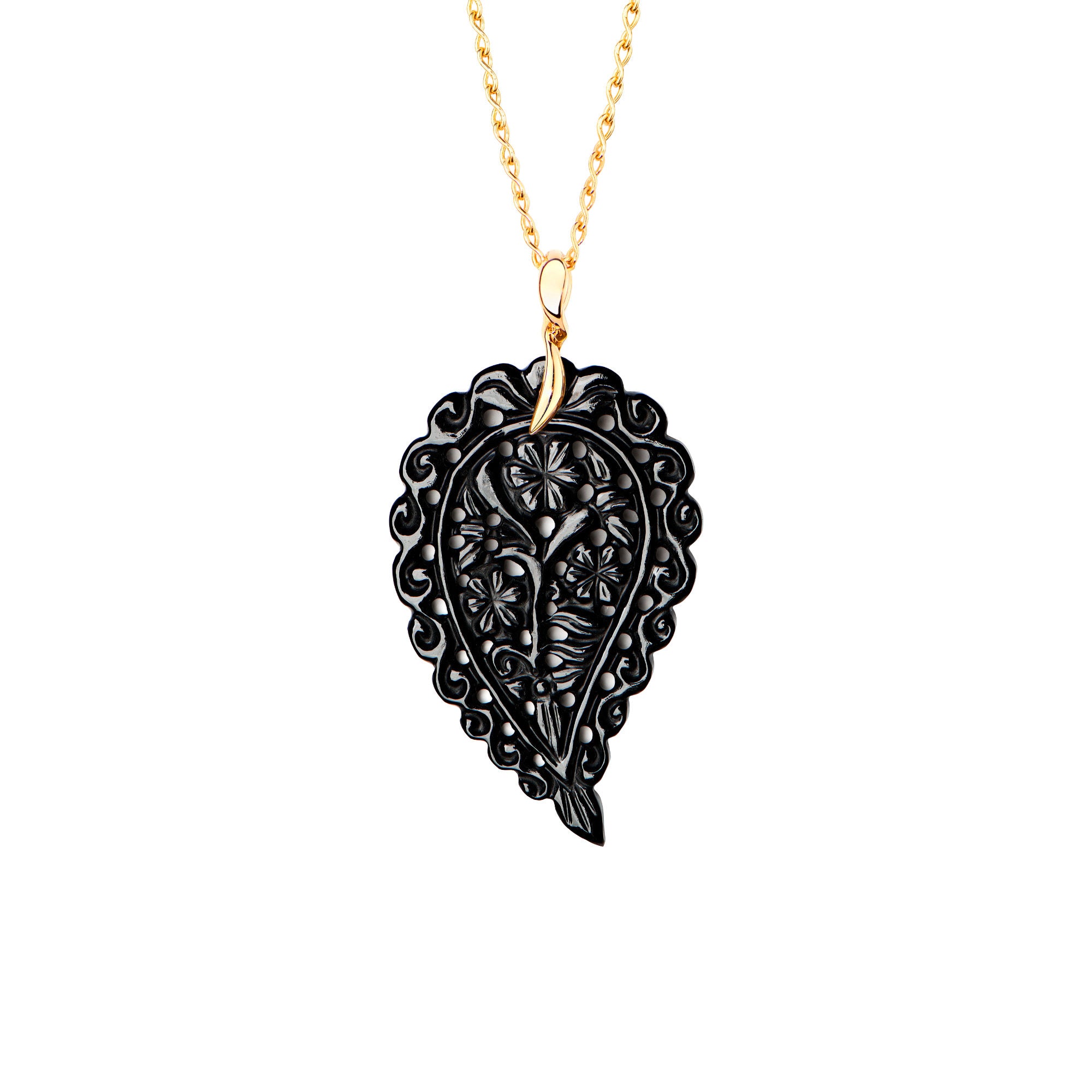 Tamara Comolli INDIA Anhänger mit Onyx Large (P-IND-l-Bla-yg) aus Gelbgold mit Onyx