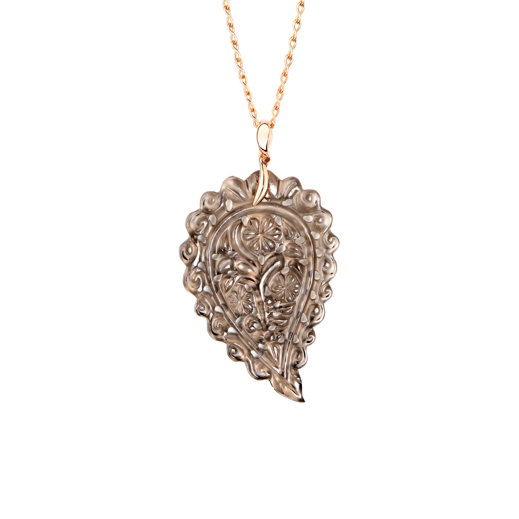 Tamara Comolli INDIA Anhänger mit Rauchquarz Large (P-IND-l-Smo-rg) aus Roségold mit Rauchquarz