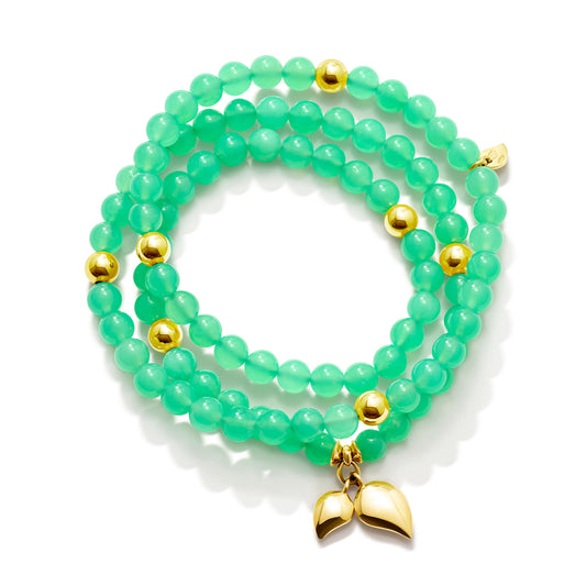 INDIA Armband medium Chrysoprase, Gelbgold • Chrysopras von Tamara Comolli (B-IND-Chry-3-m-yg)