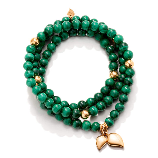 INDIA Armband medium Malachite, Roségold • Malachit von Tamara Comolli (B-IND-Mal-3-m-rg)