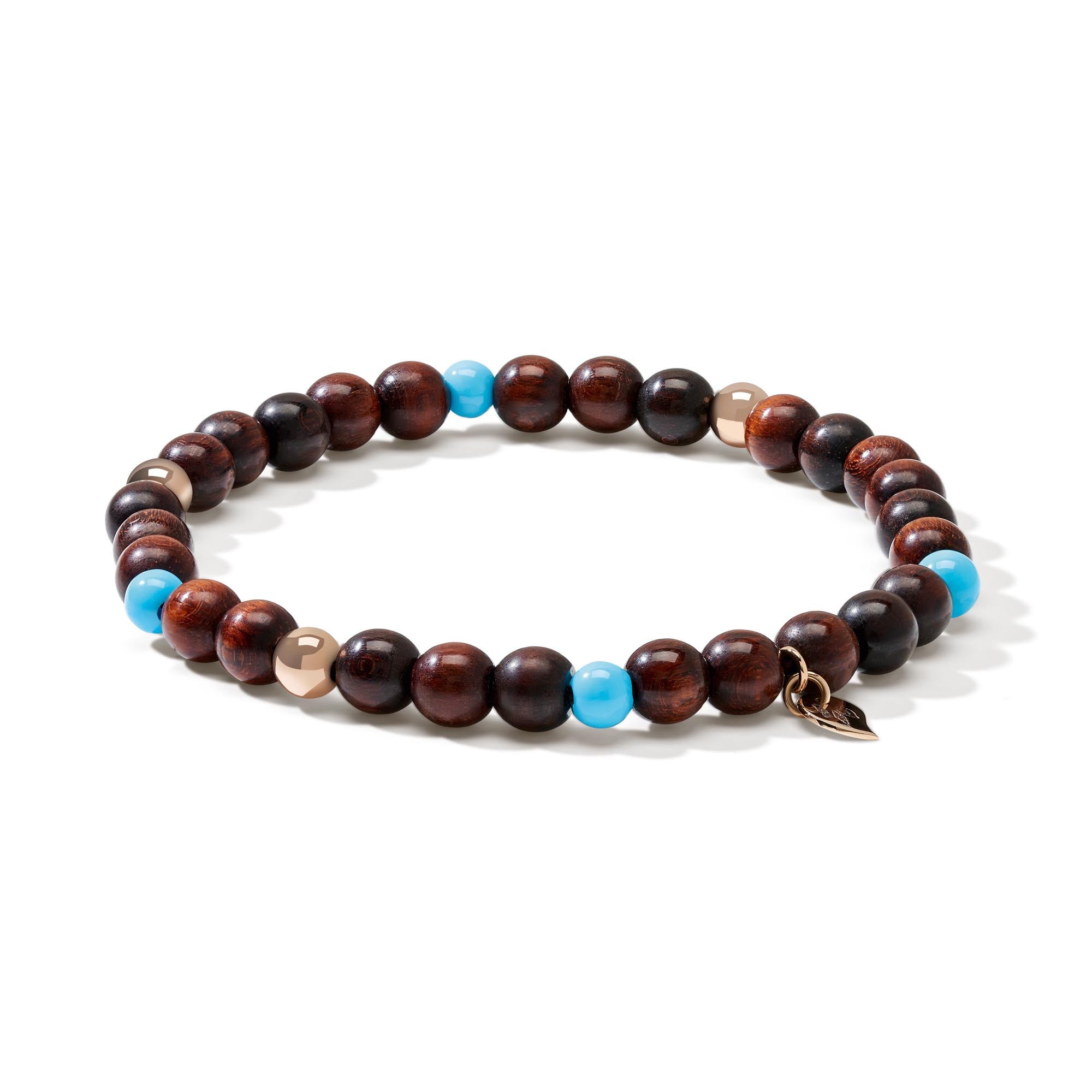 Tamara Comolli INDIA Armband mit Snakewood und Türkis Medium (B-IND-SWTur-1-m-rg) aus Roségold mit Türkis