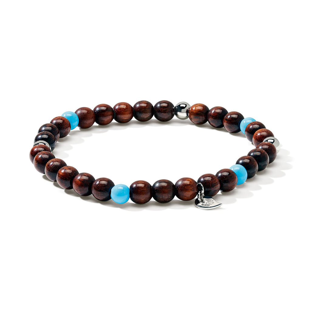 Tamara Comolli INDIA Armband mit Snakewood und Türkis Medium (B-IND-SWTur-1-m-wg) aus Weißgold mit Türkis