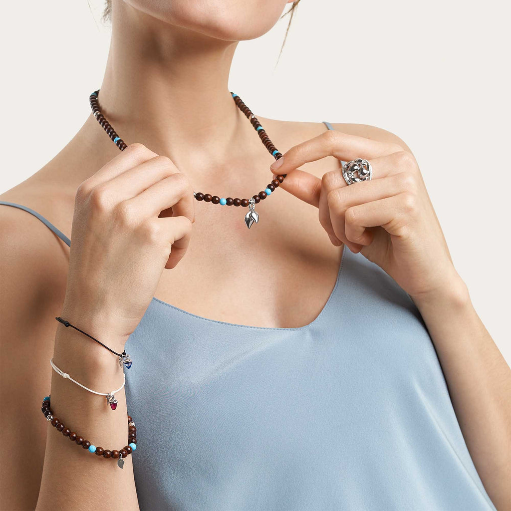 Tamara Comolli INDIA Armband mit Snakewood und Türkis Medium (B-IND-SWTur-1-m-wg) aus Weißgold mit Türkis