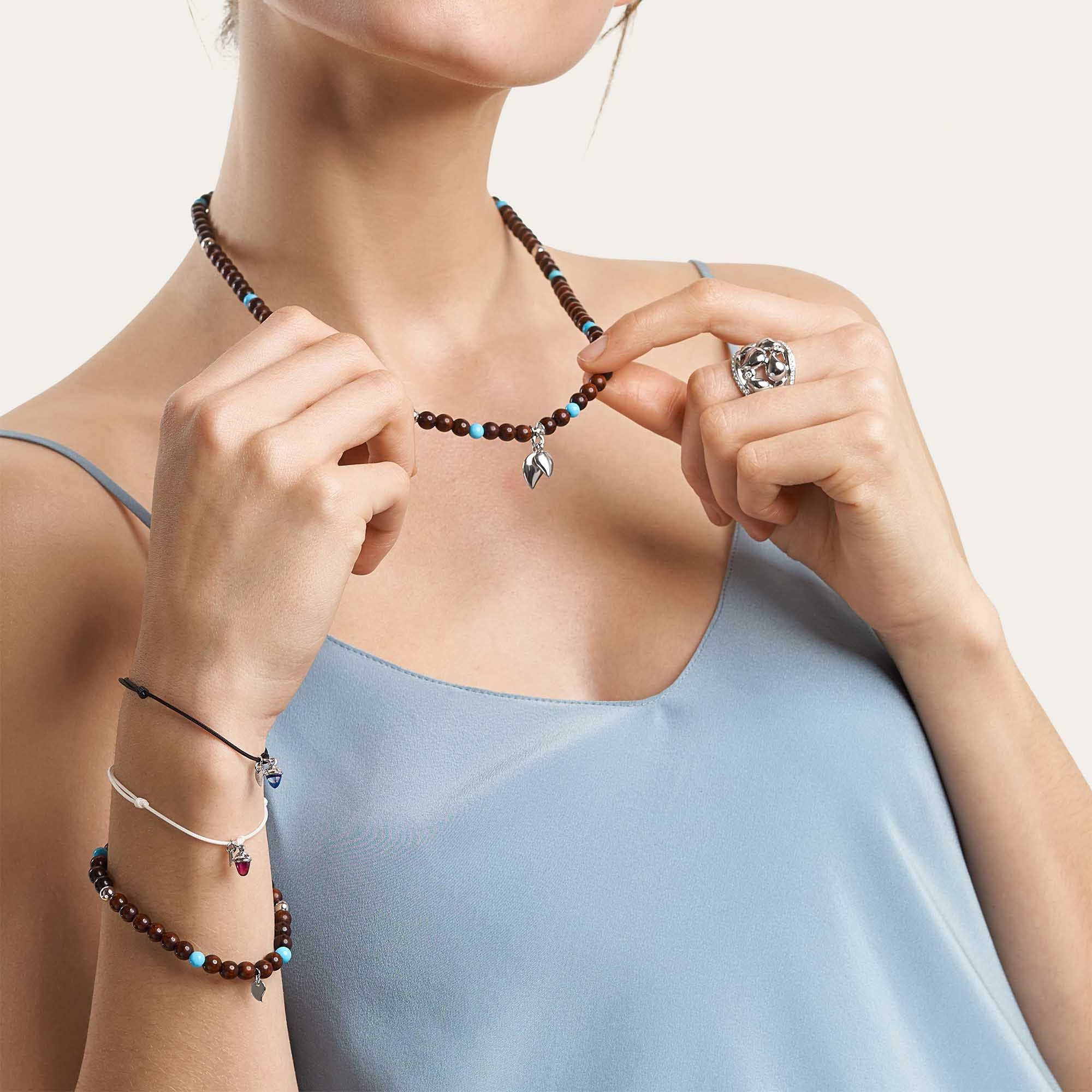 Tamara Comolli INDIA Armband mit Snakewood und Türkis Medium (B-IND-SWTur-1-m-wg) aus Weißgold mit Türkis