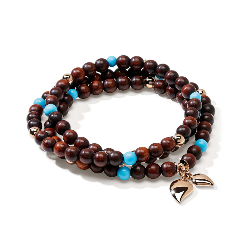 Tamara Comolli INDIA Armband mit Snakewood und Türkis Medium (B-IND-SWTur-3-m-rg) aus Roségold mit Türkis