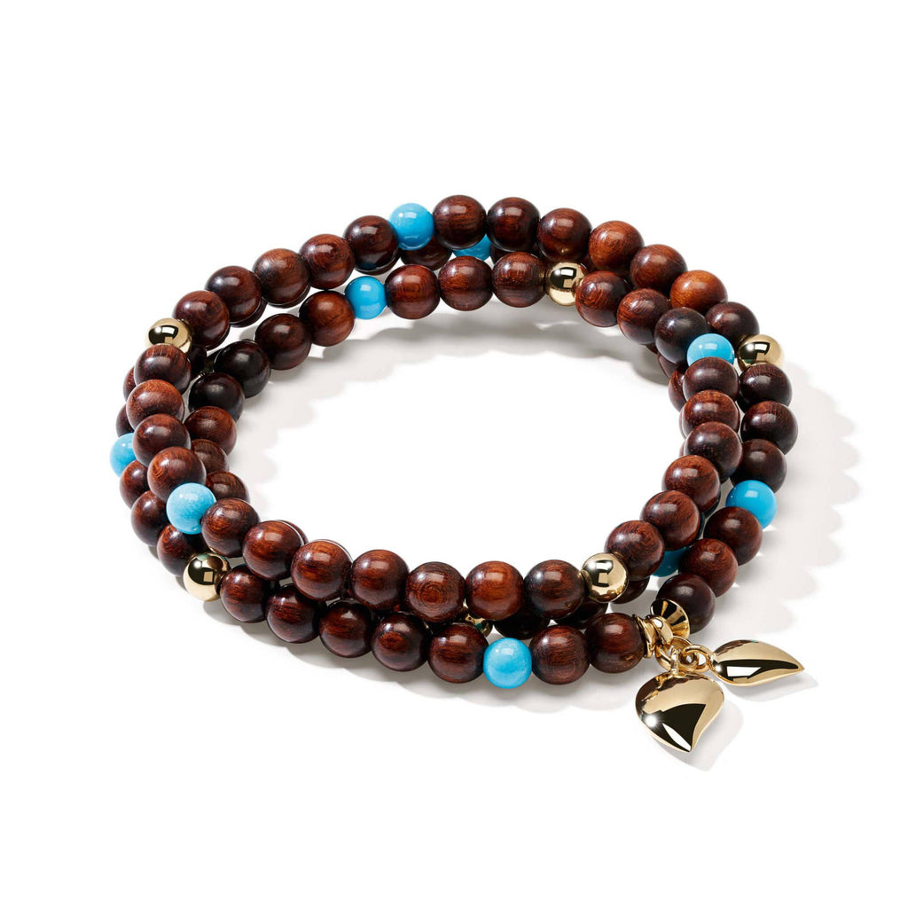 Tamara Comolli INDIA Armband mit Snakewood und Türkis Medium (B-IND-SWTur-3-m-yg) aus Gelbgold mit Türkis