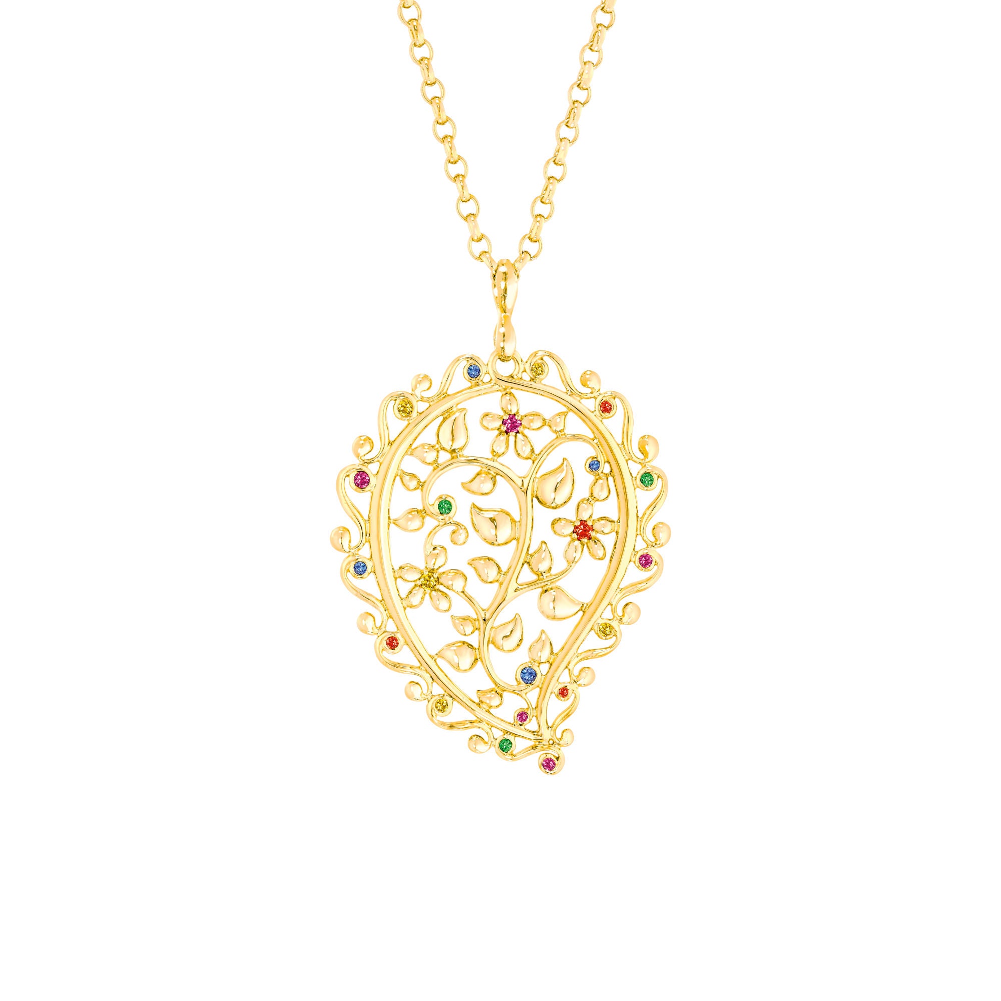 Tamara Comolli INDIA Dream Anhänger 'Candy' (P-IND-Dre-Can-yg) aus Gelbgold mit Diamant, Rubin, Saphir und Tsavorit