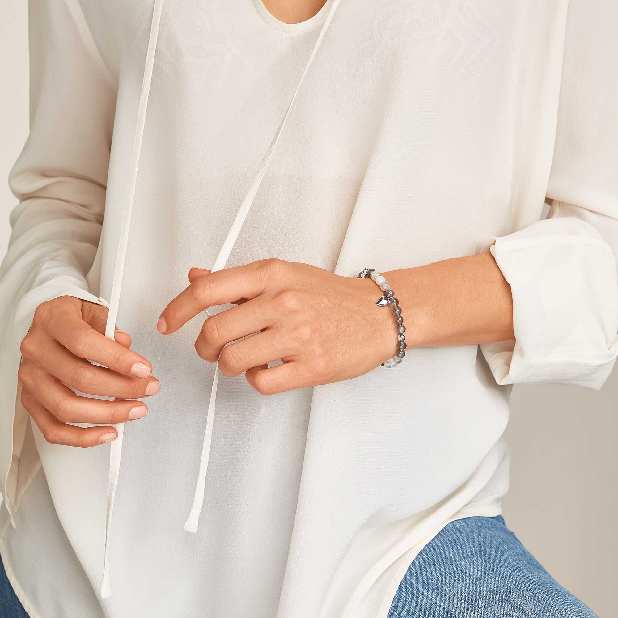 Tamara Comolli INDIA Drop Armband 'Cashmere' Medium (B-IND-Cas-Dr-m-wg) aus Weißgold mit Mondstein
