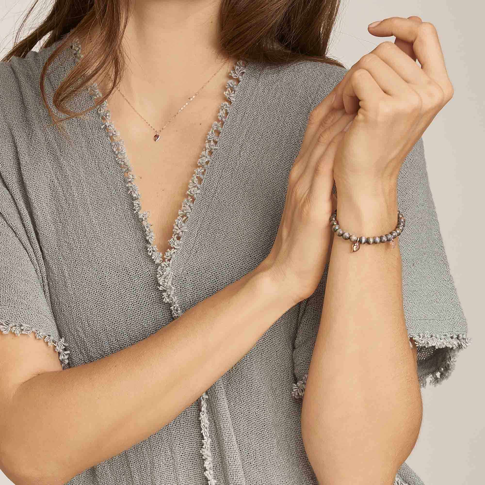 Tamara Comolli INDIA Drop Armband mit Greywood Medium (B-IND-GW-Dr-m-rg) aus Roségold