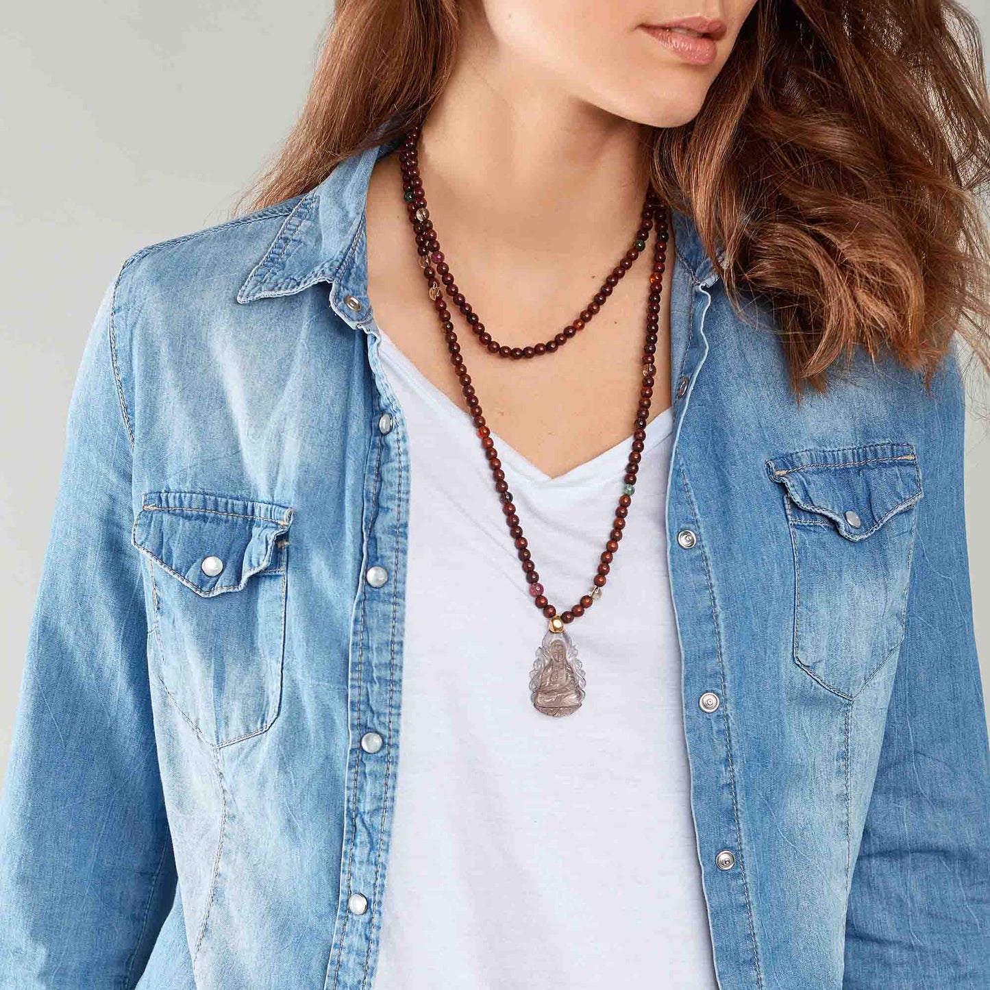 Tamara Comolli INDIA Halskette Snakewood (N-IND-SWSmo-KY-rg) aus Roségold mit Citrin, Rauchquarz und Turmalin