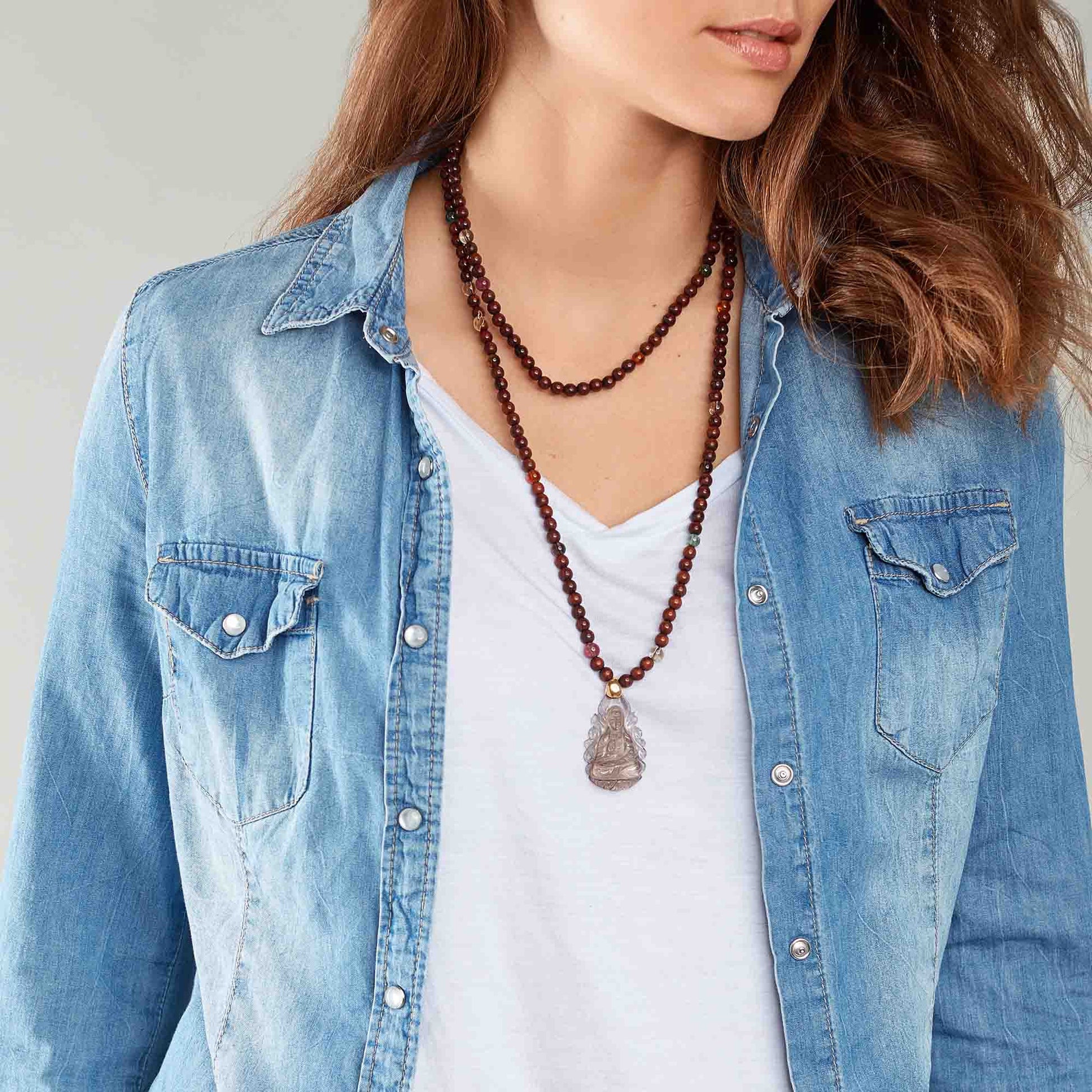 Tamara Comolli INDIA Halskette Snakewood (N-IND-SWSmo-KY-rg) aus Roségold mit Citrin, Rauchquarz und Turmalin