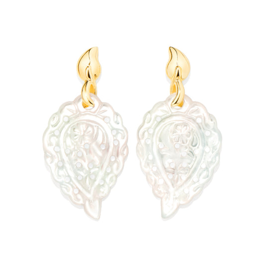 Tamara Comolli INDIA Ohrhänger (E-IND-MPw-yg) aus Gelbgold mit Perlmutt