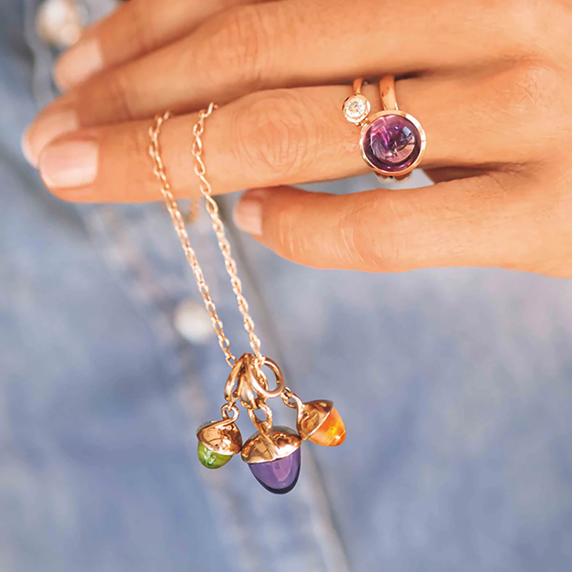 Tamara Comolli MIKADO Bouquet Anhänger mit Amethyst (P-MB-Am-rg) aus Roségold mit Amethyst