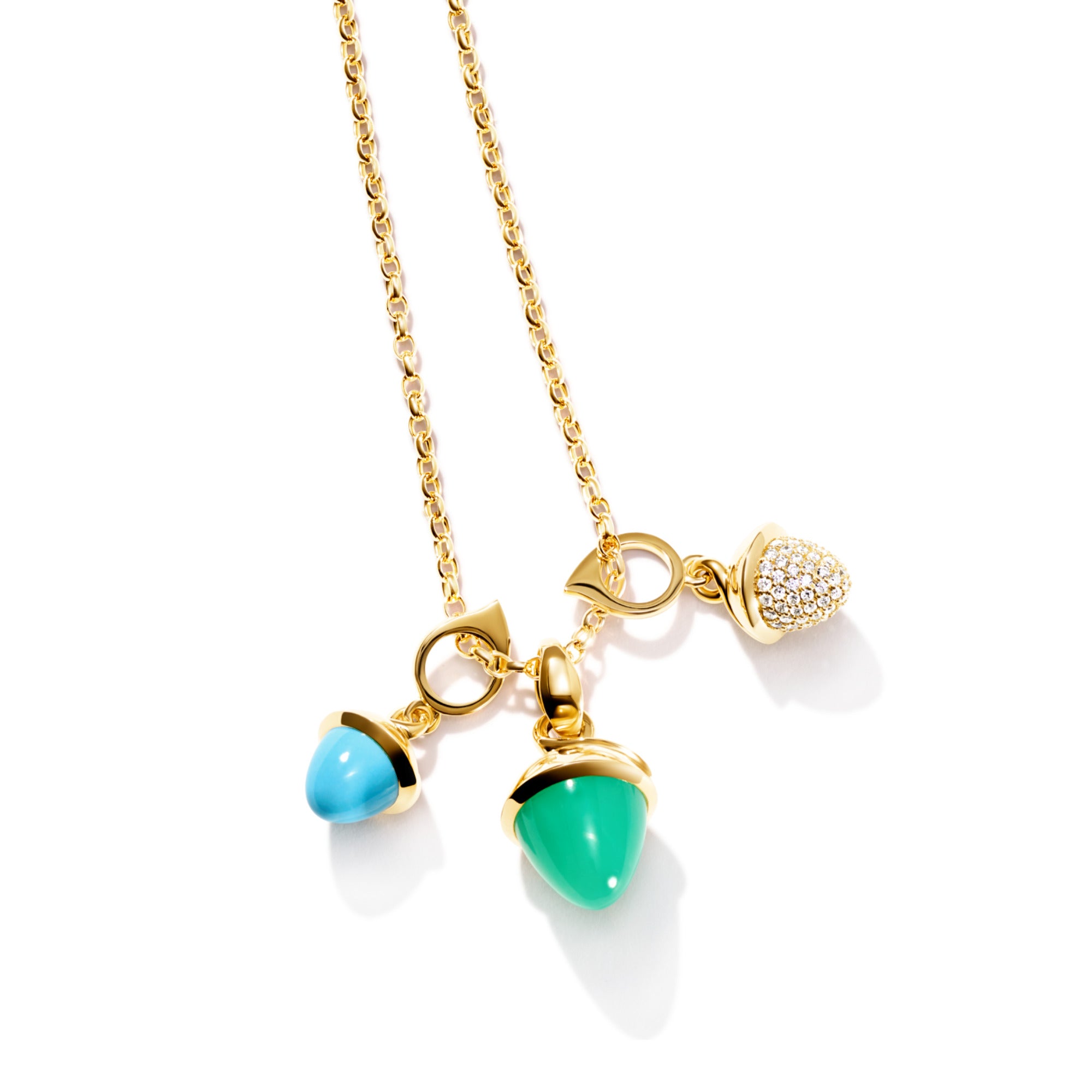 Tamara Comolli MIKADO Bouquet Anhänger mit Chrysoprase (P-MB-Chry-yg) aus Gelbgold mit Chrysopras