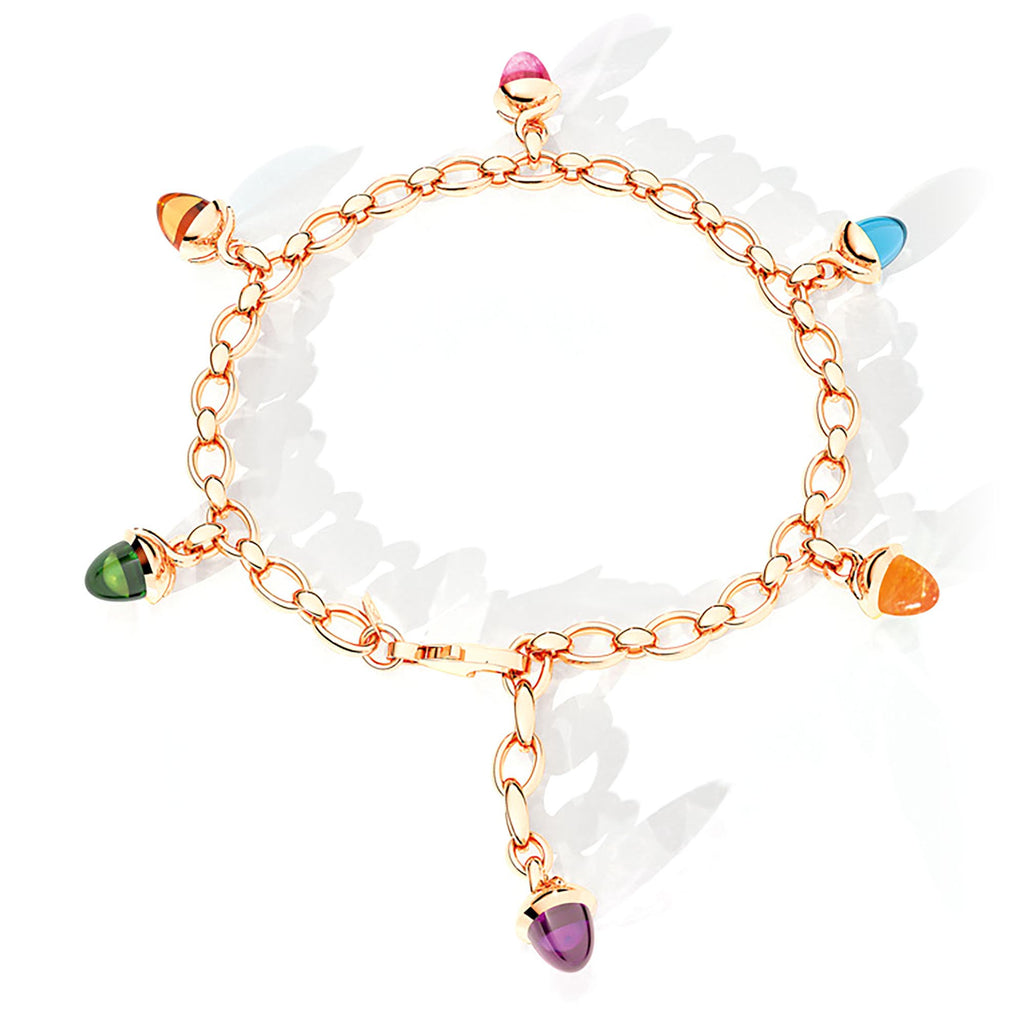 Tamara Comolli MIKADO Charm Armband 'Candy' (B-MC-Ch-Can-rg) aus Roségold mit Amethyst, Citrin, Granat, Topas und Turmalin
