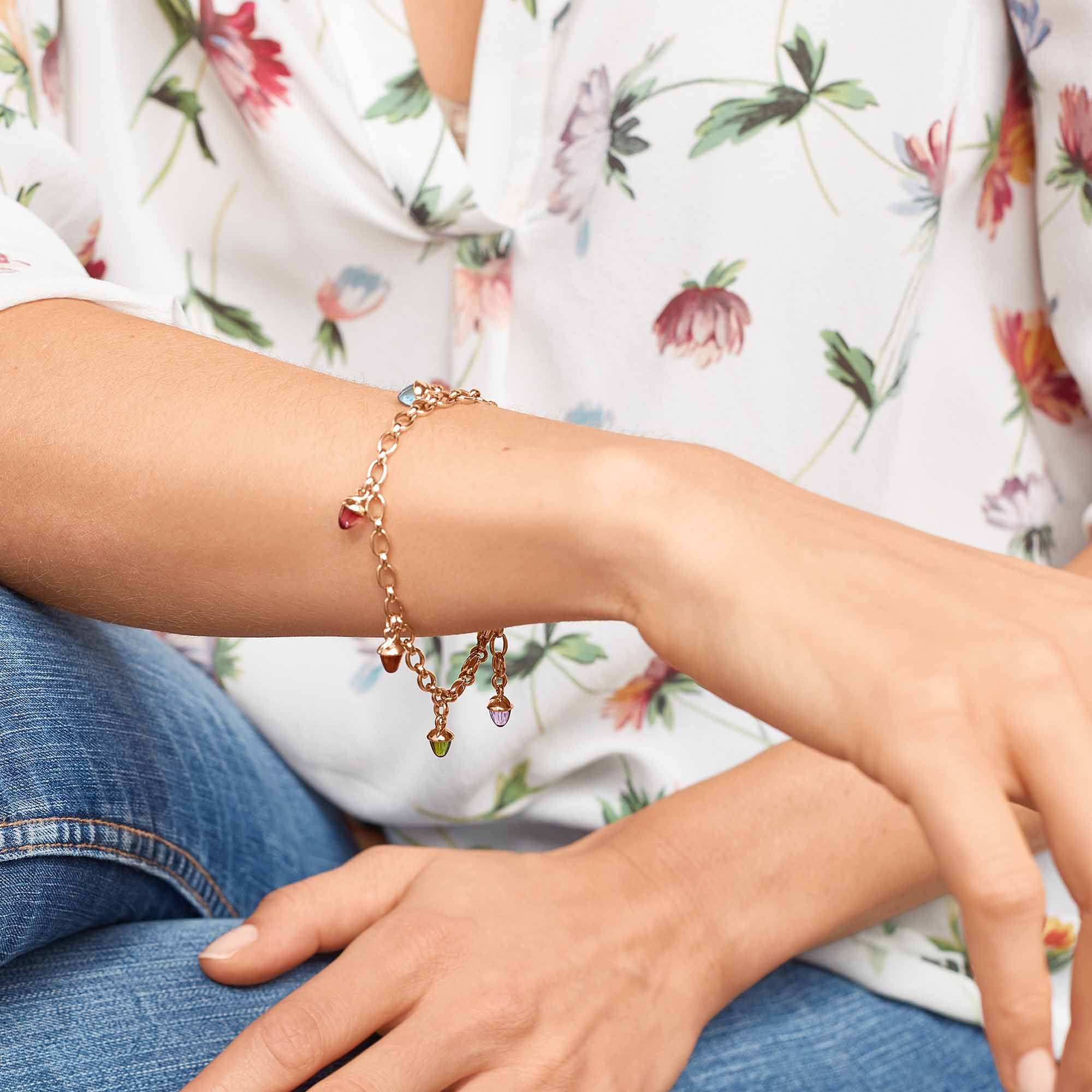 Tamara Comolli MIKADO Charm Armband 'Candy' (B-MC-Ch-Can-rg) aus Roségold mit Amethyst, Citrin, Granat, Topas und Turmalin