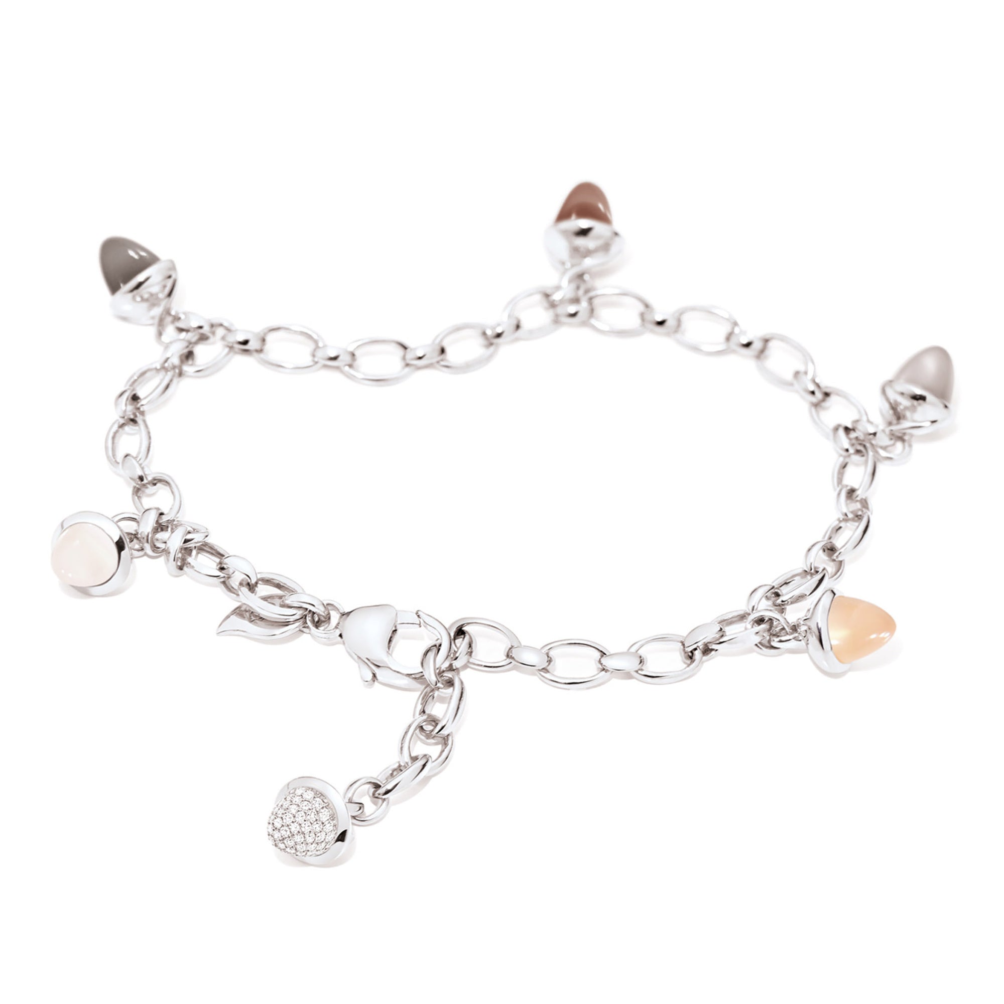 Tamara Comolli MIKADO Charm Armband 'Cashmere' mit Diamant-Pavé (B-MC-Ch-Cas-p-wg) aus Weißgold mit Diamant und Mondstein