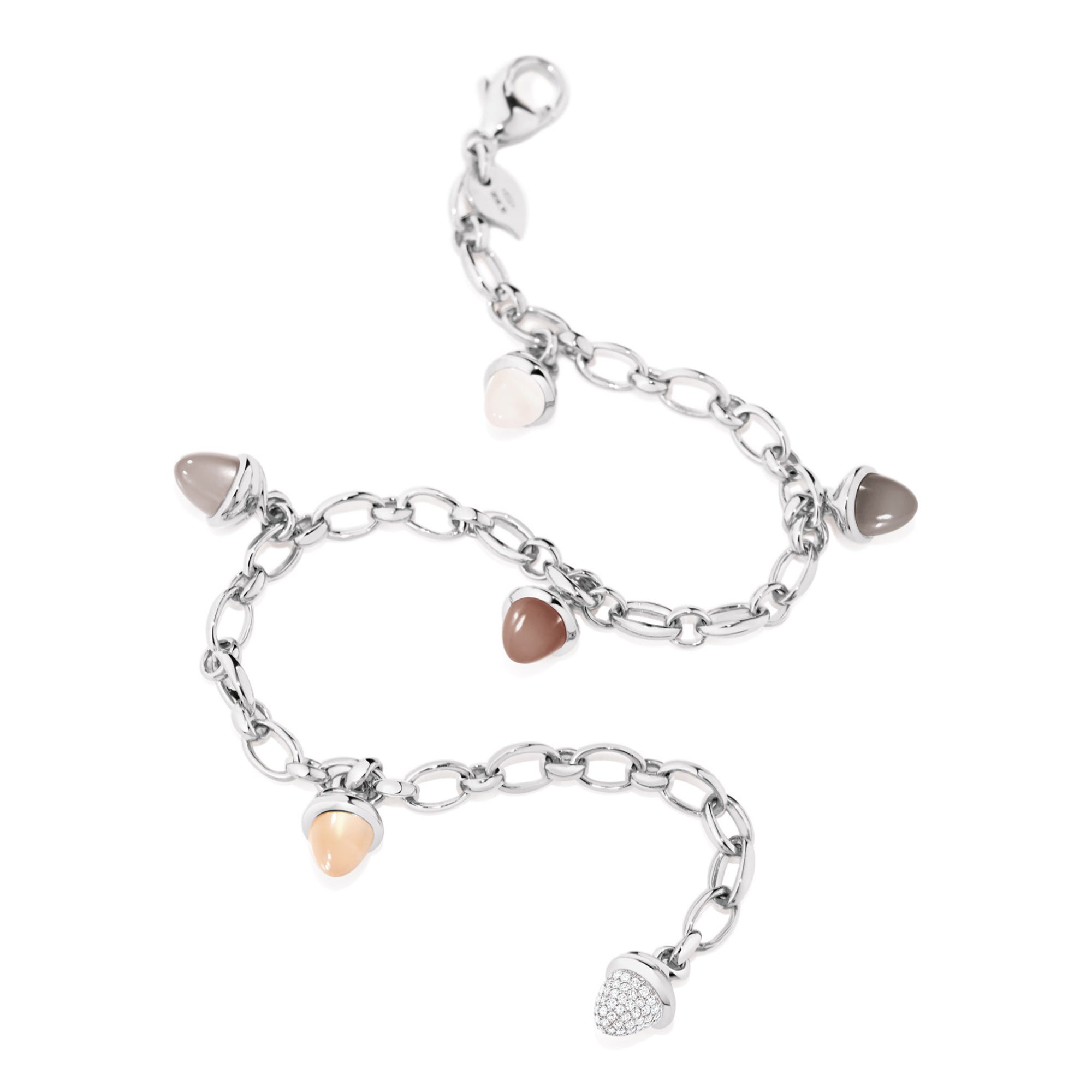Tamara Comolli MIKADO Charm Armband 'Cashmere' mit Diamant-Pavé (B-MC-Ch-Cas-p-wg) aus Weißgold mit Diamant und Mondstein