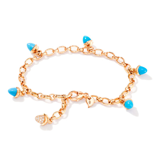 Tamara Comolli MIKADO Charm Armband 'Türkis' mit Diamant-Pavé (B-MC-Ch-Tur-p-rg) aus Roségold mit Diamant und Türkis