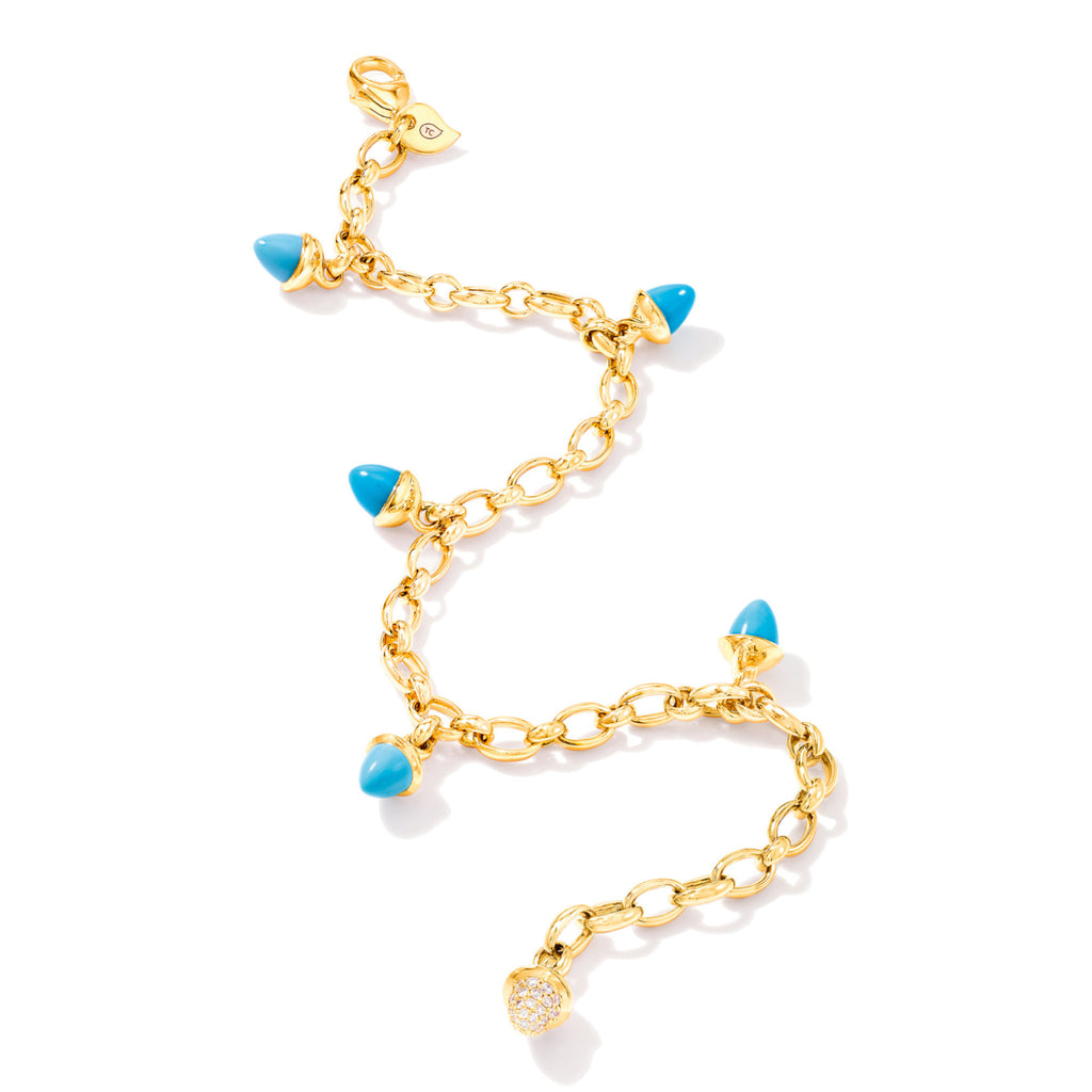 Tamara Comolli MIKADO Charm Armband 'Türkis' mit Diamant-Pavé (B-MC-Ch-Tur-p-yg) aus Gelbgold mit Diamant und Türkis
