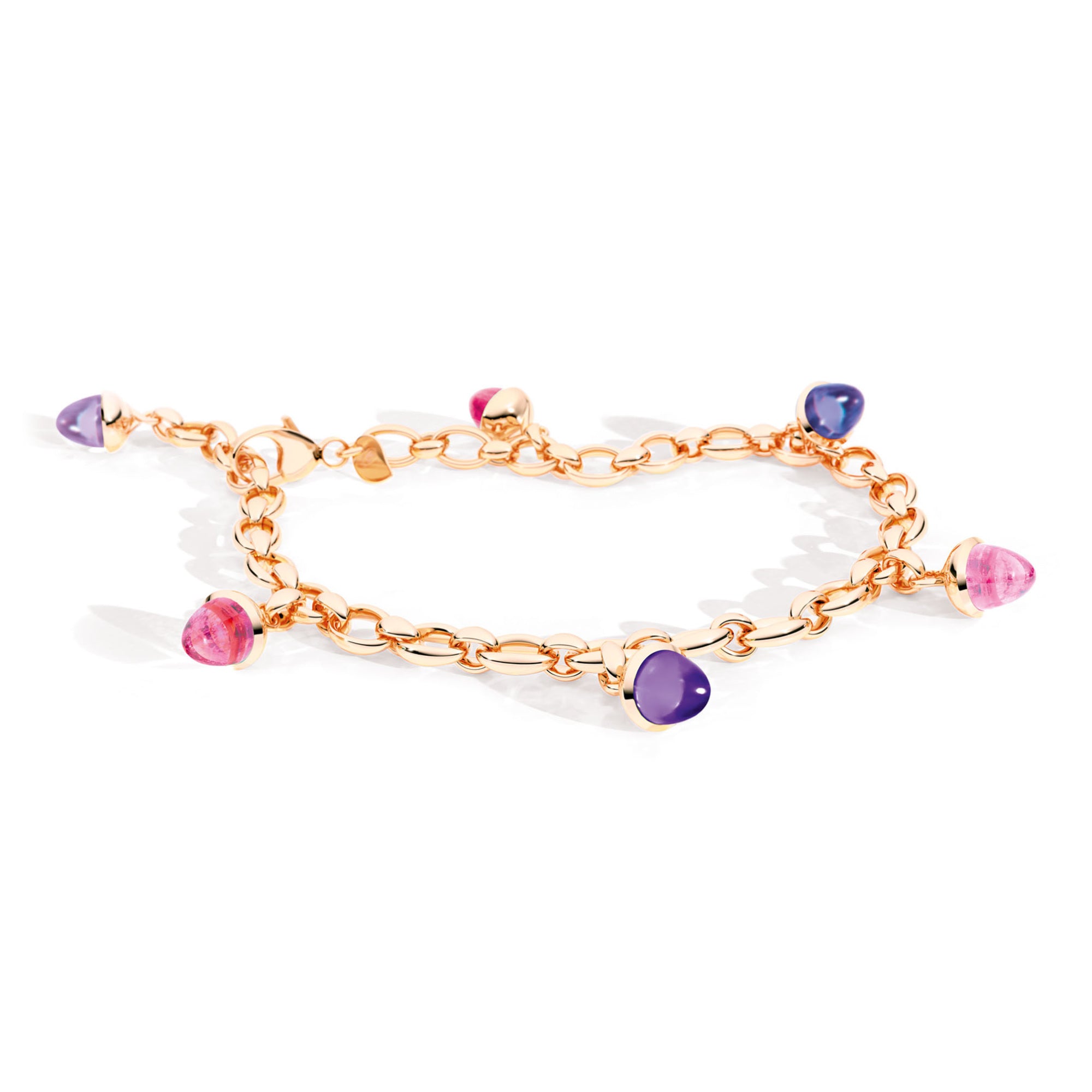 Tamara Comolli MIKADO Charm Armband 'Wildberry' (B-MC-Ch-WB-rg) aus Roségold mit Amethyst, Iolith und Turmalin
