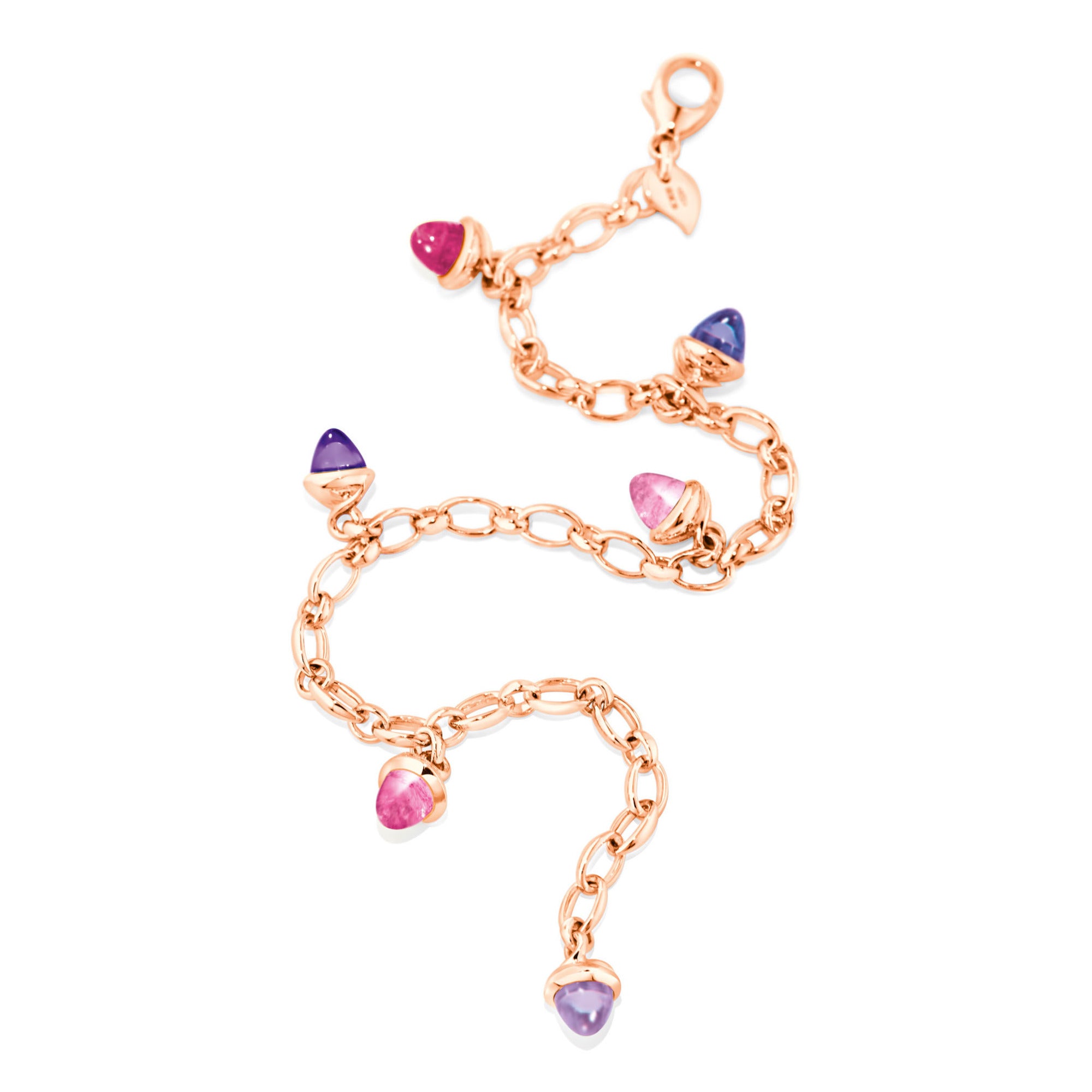Tamara Comolli MIKADO Charm Armband 'Wildberry' (B-MC-Ch-WB-rg) aus Roségold mit Amethyst, Iolith und Turmalin