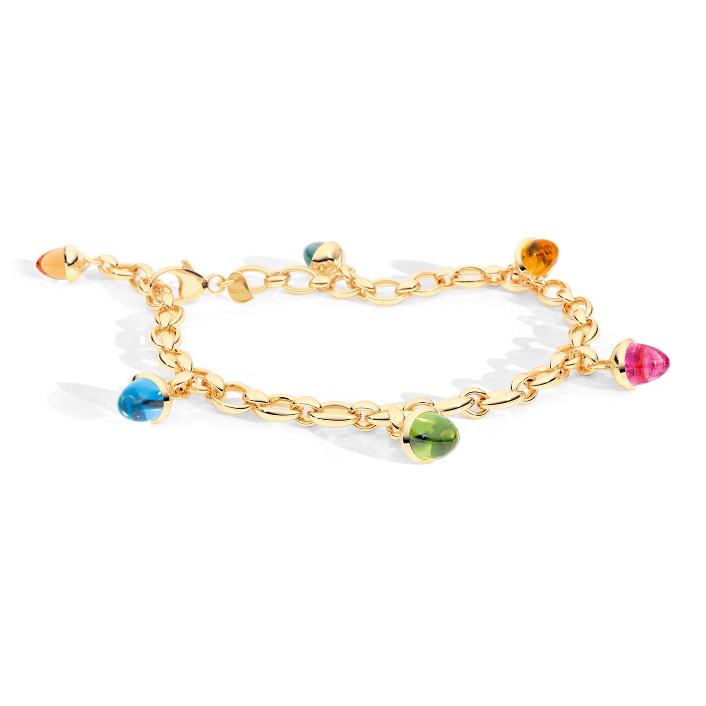 Tamara Comolli MIKADO Charm Candy Armband (B-MC-Ch-Can-yg) aus Gelbgold mit Citrin, Granat, Peridot, Topas und Turmalin