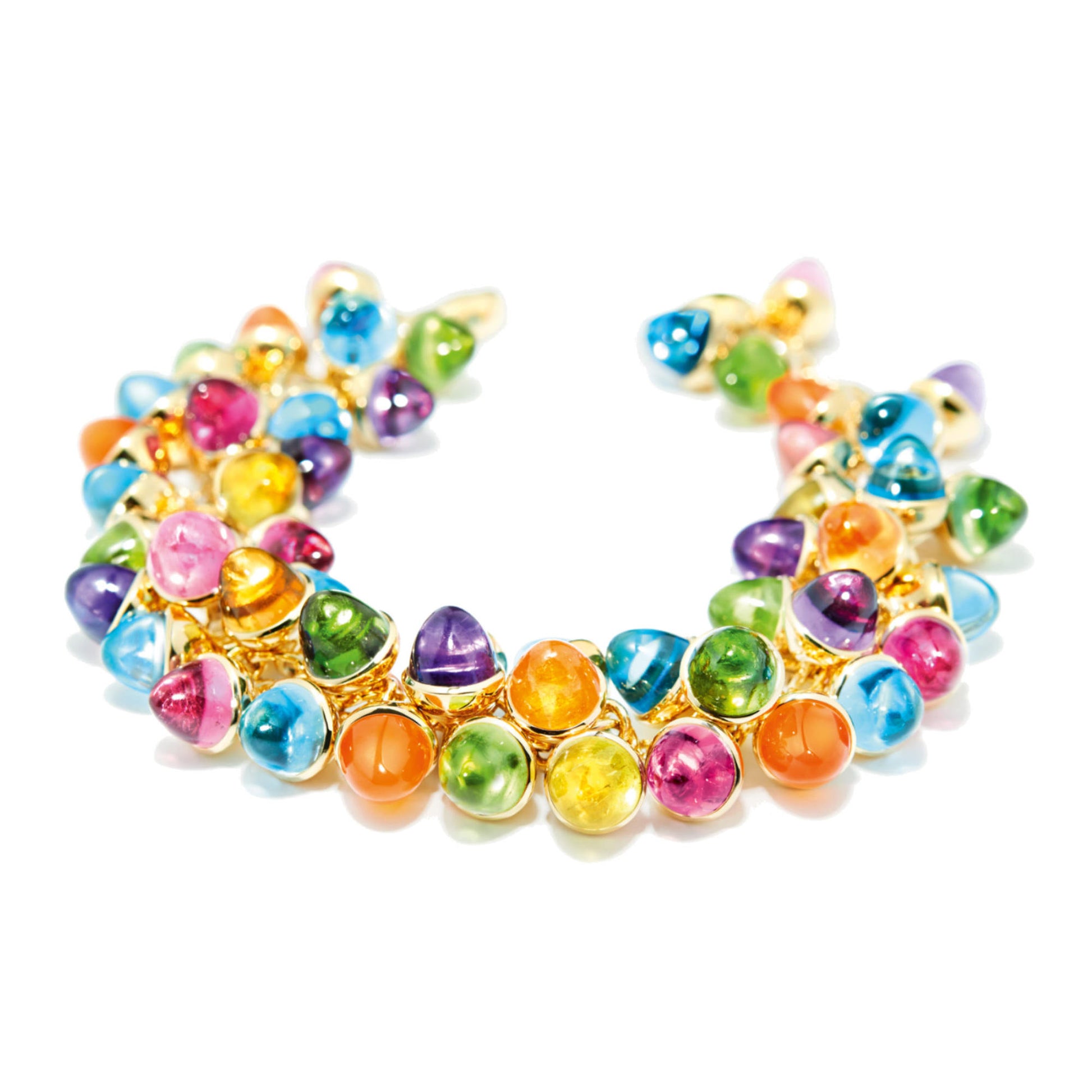 Tamara Comolli MIKADO Flamenco Armband 'Candy' (B-MFL-Can-yg) aus Gelbgold mit Amethyst, Granat, Peridot, Topas und Turmalin