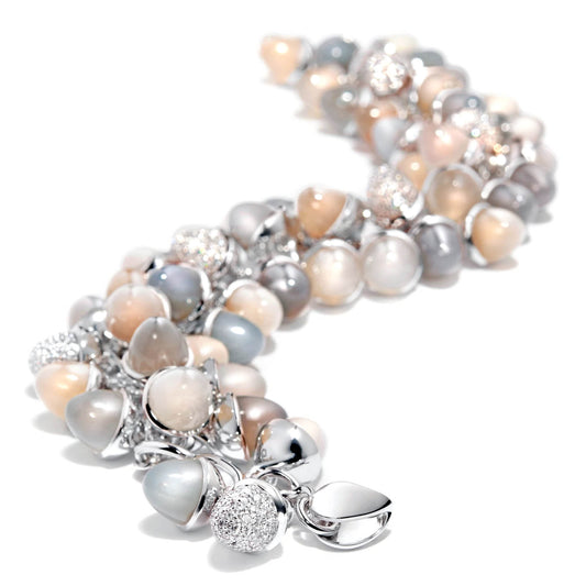 Tamara Comolli MIKADO Flamenco Armband 'Cashmere' mit Diamant-Pavé (B-MFL-Cas-p-wg) aus Weißgold mit Diamant und Mondstein