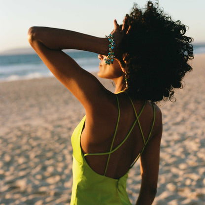 Tamara Comolli MIKADO Flamenco Armband 'Lagoon' mit Diamant-Pavé (B-MFL-Lag-p-yg) aus Gelbgold mit Diamant, Chrysopras, Topas und Türkis