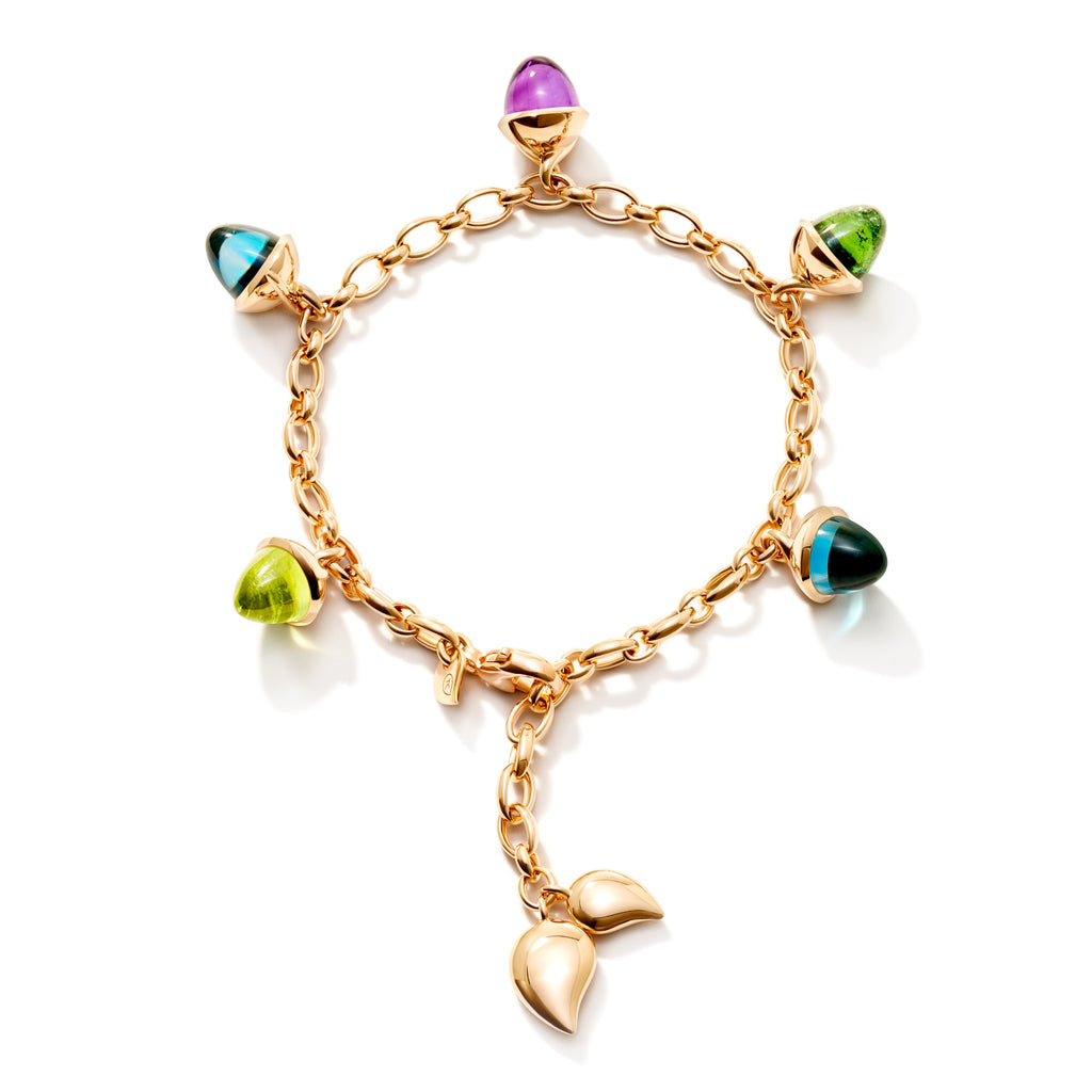Tamara Comolli MIKADO Flamenco Charm Armband 'Aurora' (B-MFL-Ch-Aur-rg) aus Roségold mit Amethyst, Peridot, Topas und Turmalin