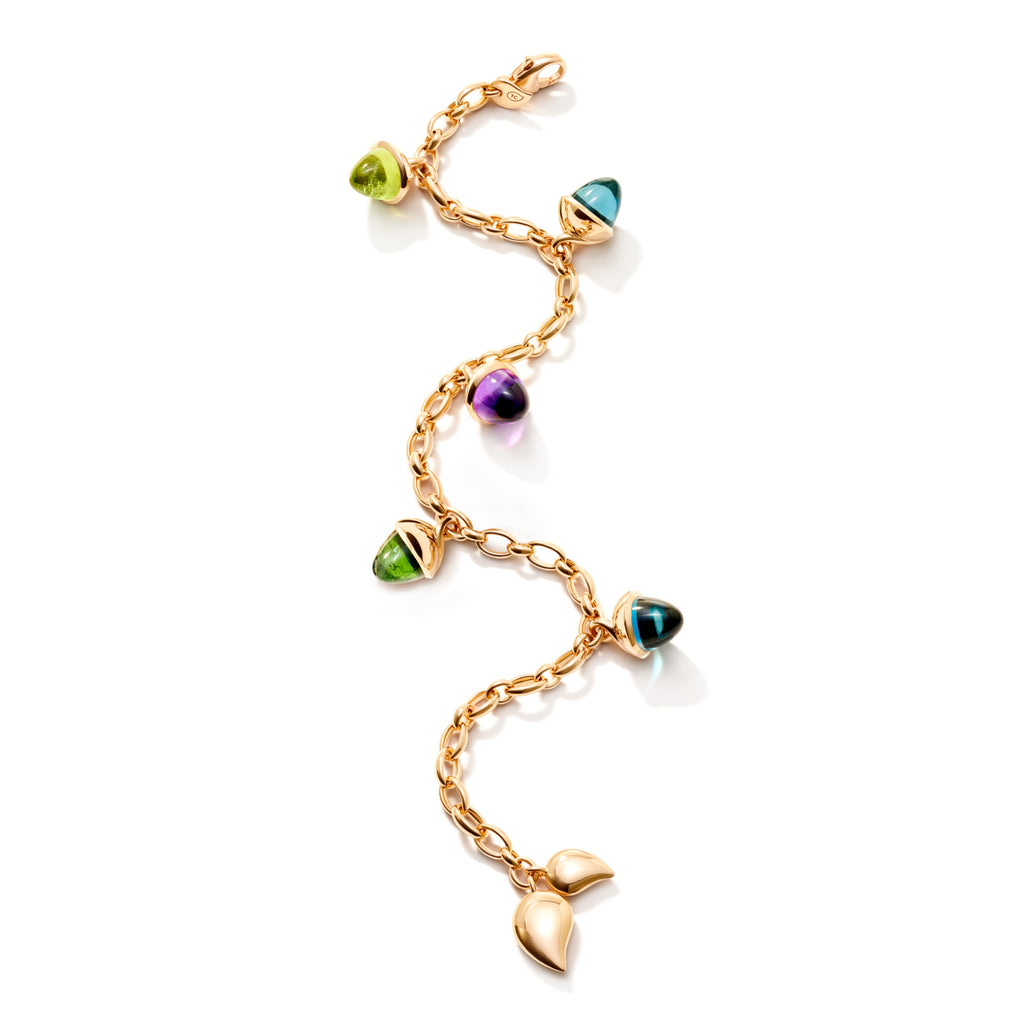 Tamara Comolli MIKADO Flamenco Charm Armband 'Aurora' (B-MFL-Ch-Aur-rg) aus Roségold mit Amethyst, Peridot, Topas und Turmalin