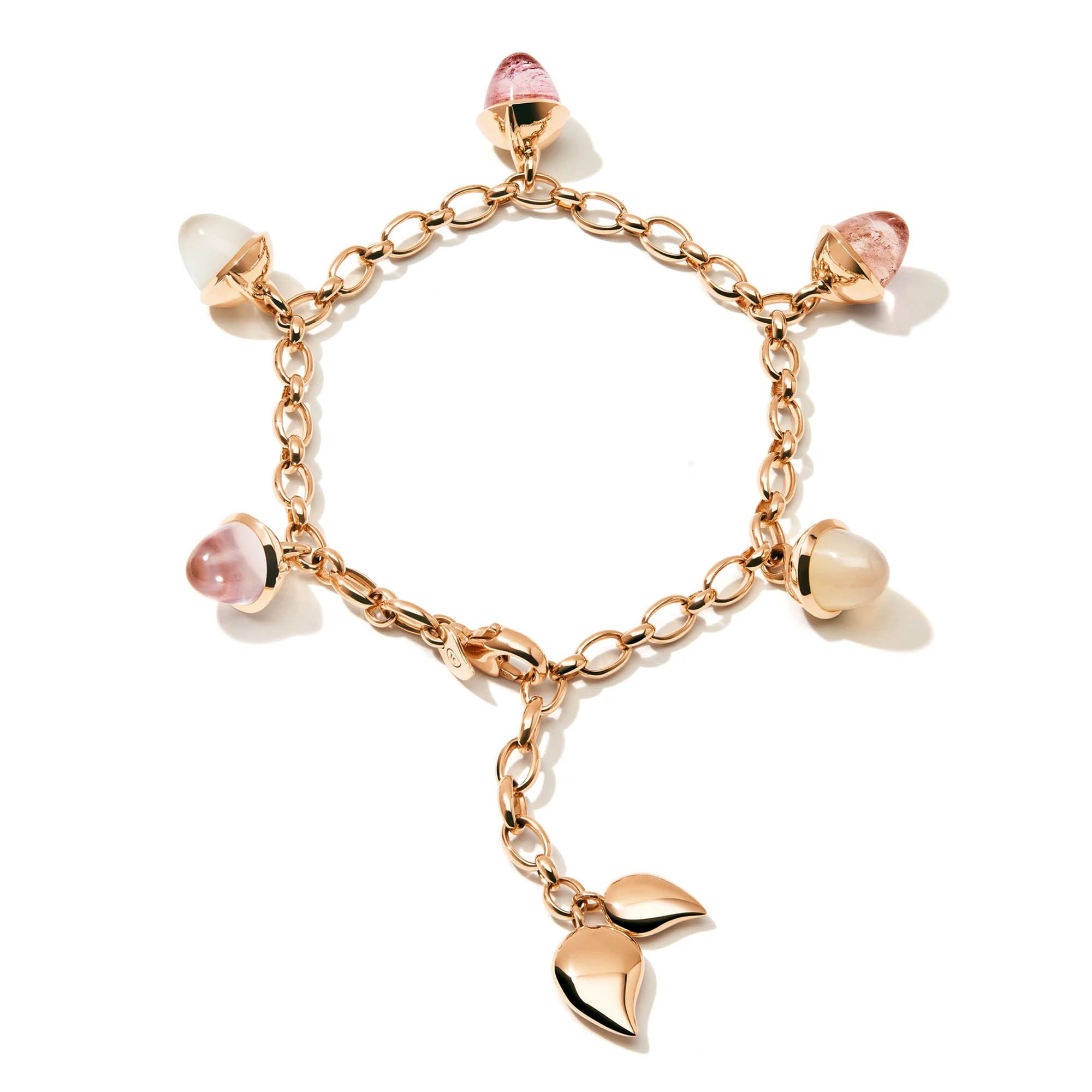 Tamara Comolli MIKADO Flamenco Charm Armband 'Blush' (B-MFL-Ch-Blu-rg) aus Roségold mit Mondstein, Morganit, Rosenquarz und Turmalin