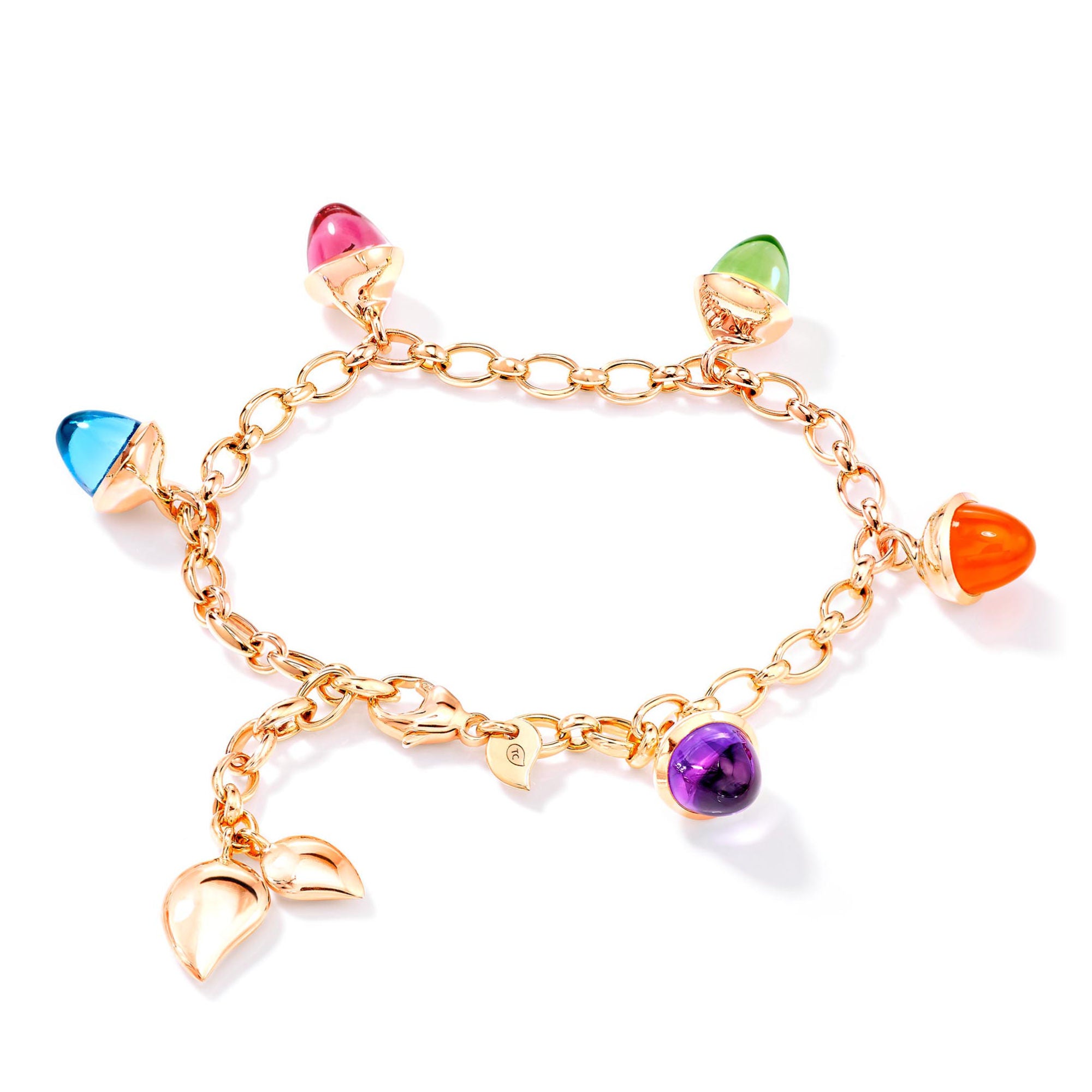 Tamara Comolli MIKADO Flamenco Charm Armband 'Candy' (B-MFL-Ch-Can-rg) aus Roségold mit Amethyst, Karneol, Peridot, Topas und Turmalin