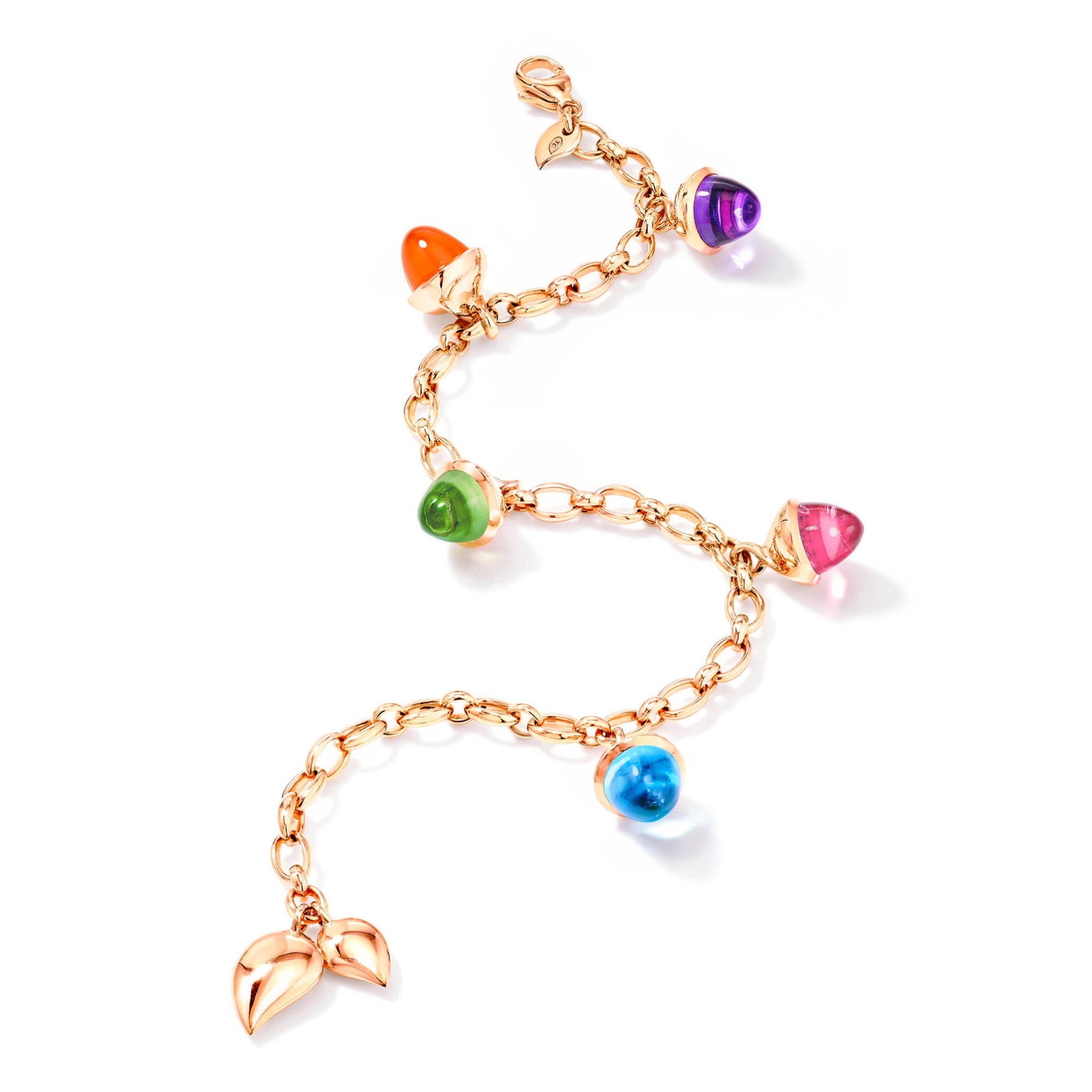 Tamara Comolli MIKADO Flamenco Charm Armband 'Candy' (B-MFL-Ch-Can-rg) aus Roségold mit Amethyst, Karneol, Peridot, Topas und Turmalin