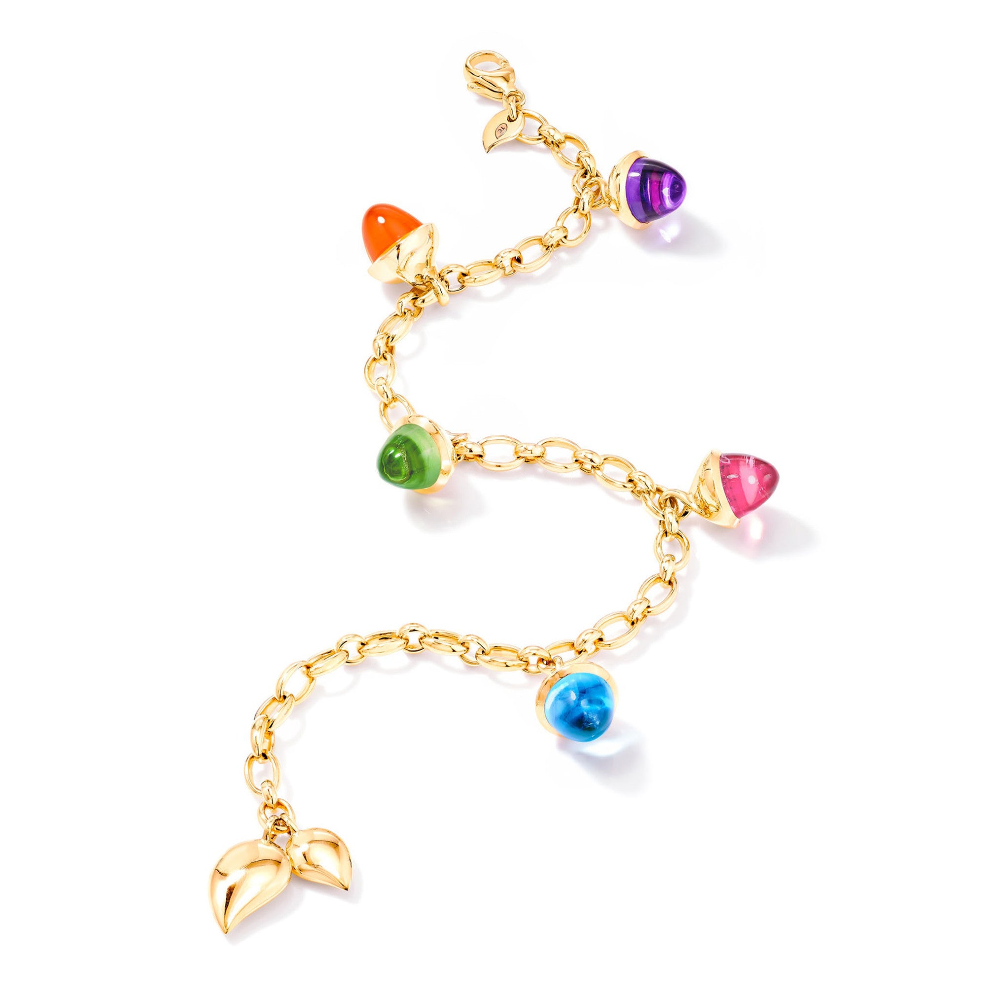 Tamara Comolli MIKADO Flamenco Charm Armband 'Candy' (B-MFL-Ch-Can-yg) aus Gelbgold mit Amethyst, Karneol, Peridot, Topas und Turmalin