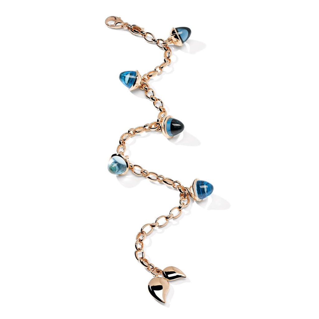 Tamara Comolli MIKADO Flamenco Charm Armband 'Sky' (B-MFL-Ch-Sky-rg) aus Roségold mit Topas