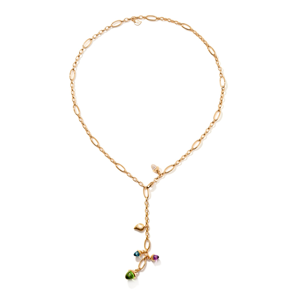 Tamara Comolli MIKADO Halskette 'Aurora' mit Diamant-Pavé (N-M-Del51-Aur-p-rg) aus Roségold mit Amethyst, Diamant, Topas und Turmalin
