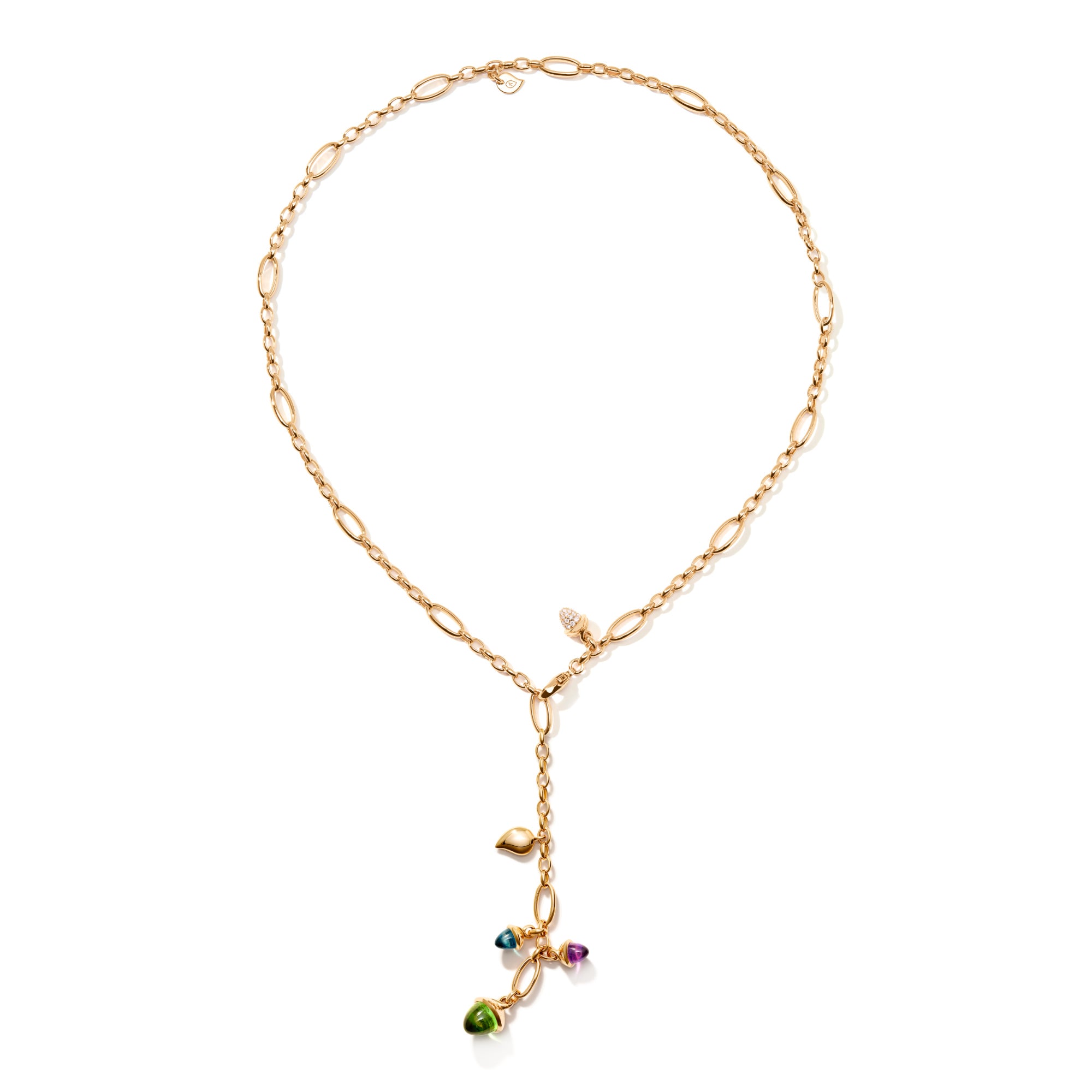 Tamara Comolli MIKADO Halskette 'Aurora' mit Diamant-Pavé (N-M-Del51-Aur-p-rg) aus Roségold mit Amethyst, Diamant, Topas und Turmalin
