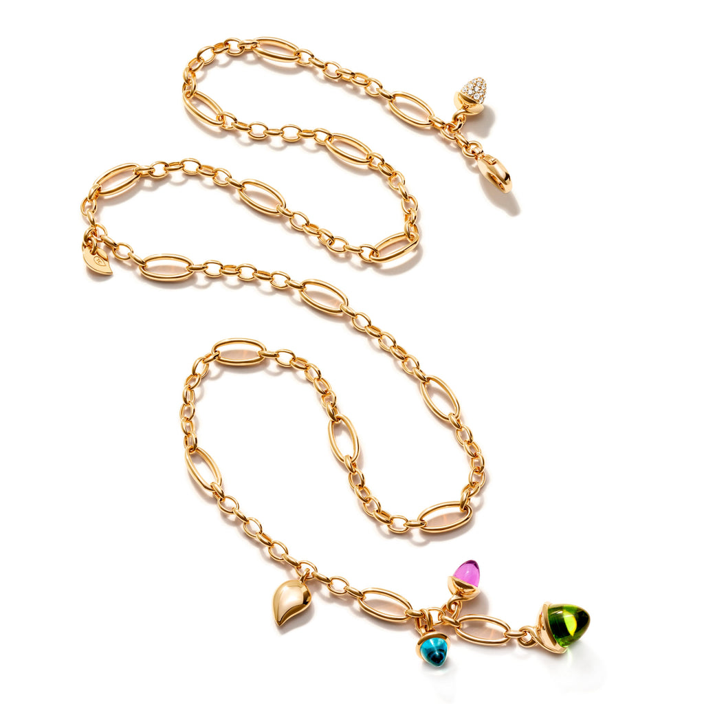 Tamara Comolli MIKADO Halskette 'Aurora' mit Diamant-Pavé (N-M-Del51-Aur-p-rg) aus Roségold mit Amethyst, Diamant, Topas und Turmalin