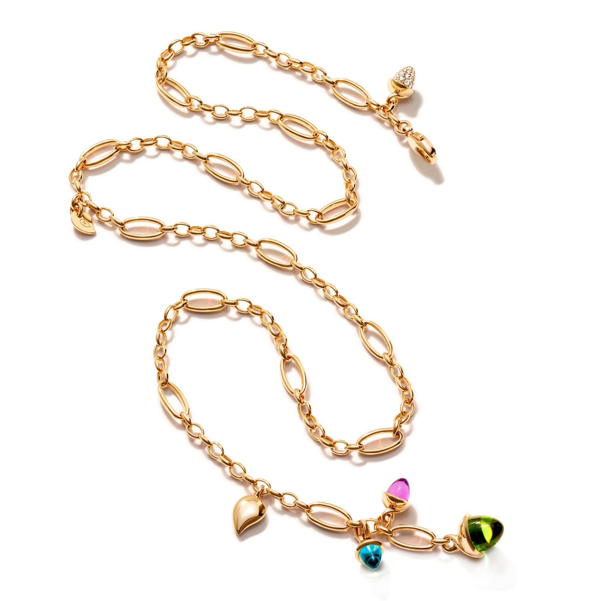 Tamara Comolli MIKADO Halskette 'Aurora' mit Diamant-Pavé (N-M-Del51-Aur-p-rg) aus Roségold mit Amethyst, Diamant, Topas und Turmalin