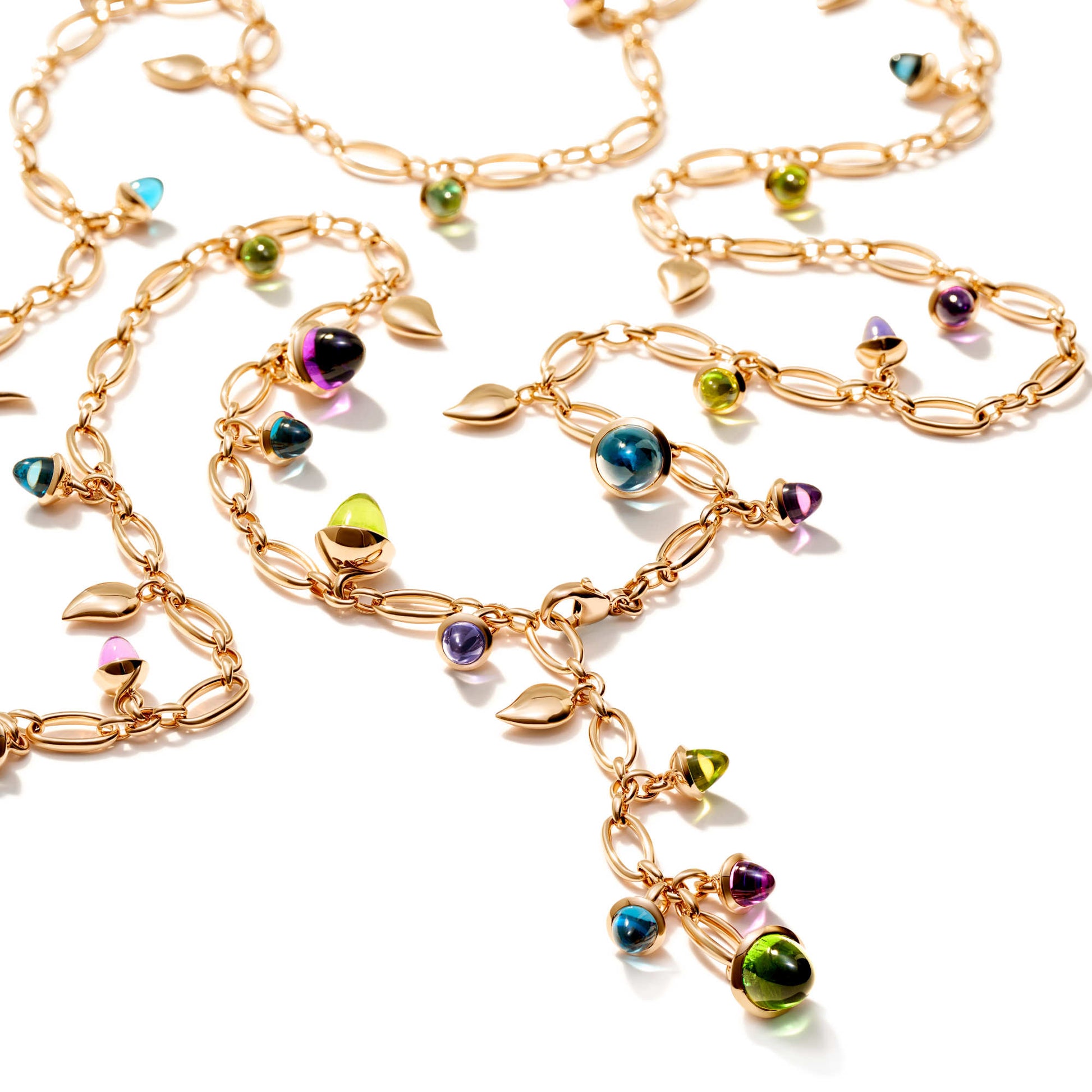 Tamara Comolli MIKADO Halskette 'Aurora' (N-M-100-Aur-rg) aus Roségold mit Amethyst, London Topas, Peridot, Topas und Turmalin