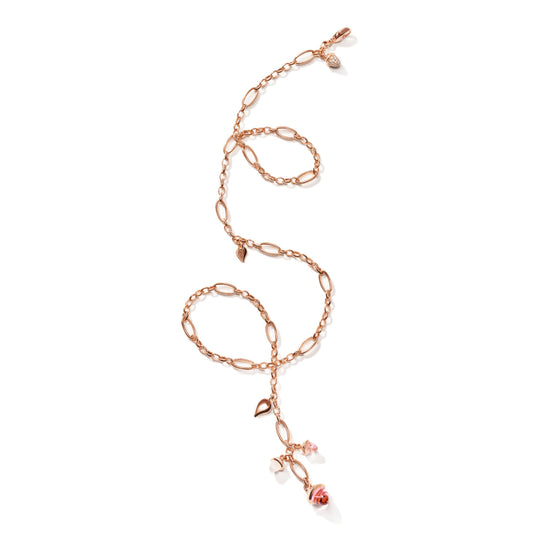 Tamara Comolli MIKADO Halskette 'Blush' mit Diamant-Pavé (N-M-Del51-Blu-p-rg) aus Roségold mit Diamant, Mondstein und Turmalin