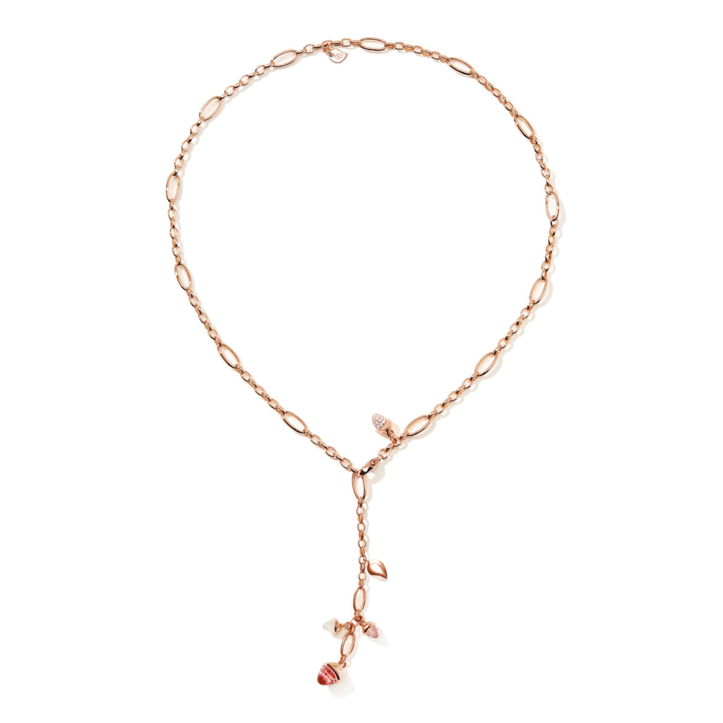 Tamara Comolli MIKADO Halskette 'Blush' mit Diamant-Pavé (N-M-Del51-Blu-p-rg) aus Roségold mit Diamant, Mondstein und Turmalin