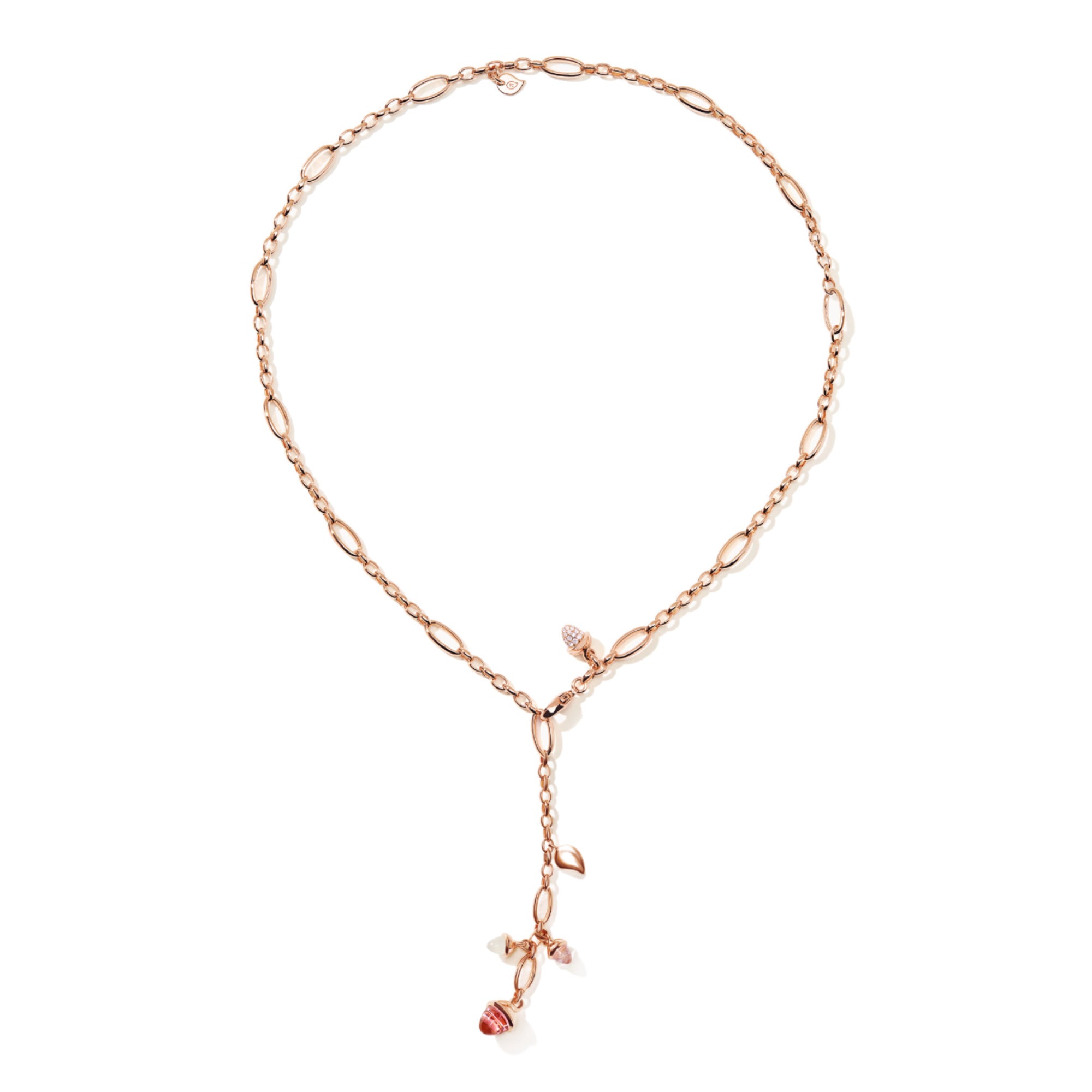 Tamara Comolli MIKADO Halskette 'Blush' mit Diamant-Pavé (N-M-Del51-Blu-p-rg) aus Roségold mit Diamant, Mondstein und Turmalin