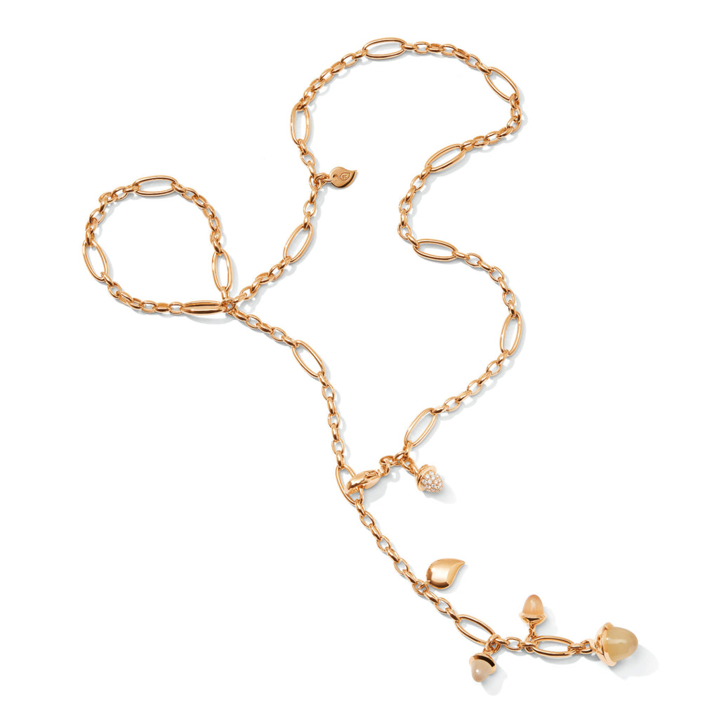 Tamara Comolli MIKADO Halskette 'Camel' mit Diamant-Pavé (N-M-Del51-Cam-p-rg) aus Roségold mit Diamant und Mondstein